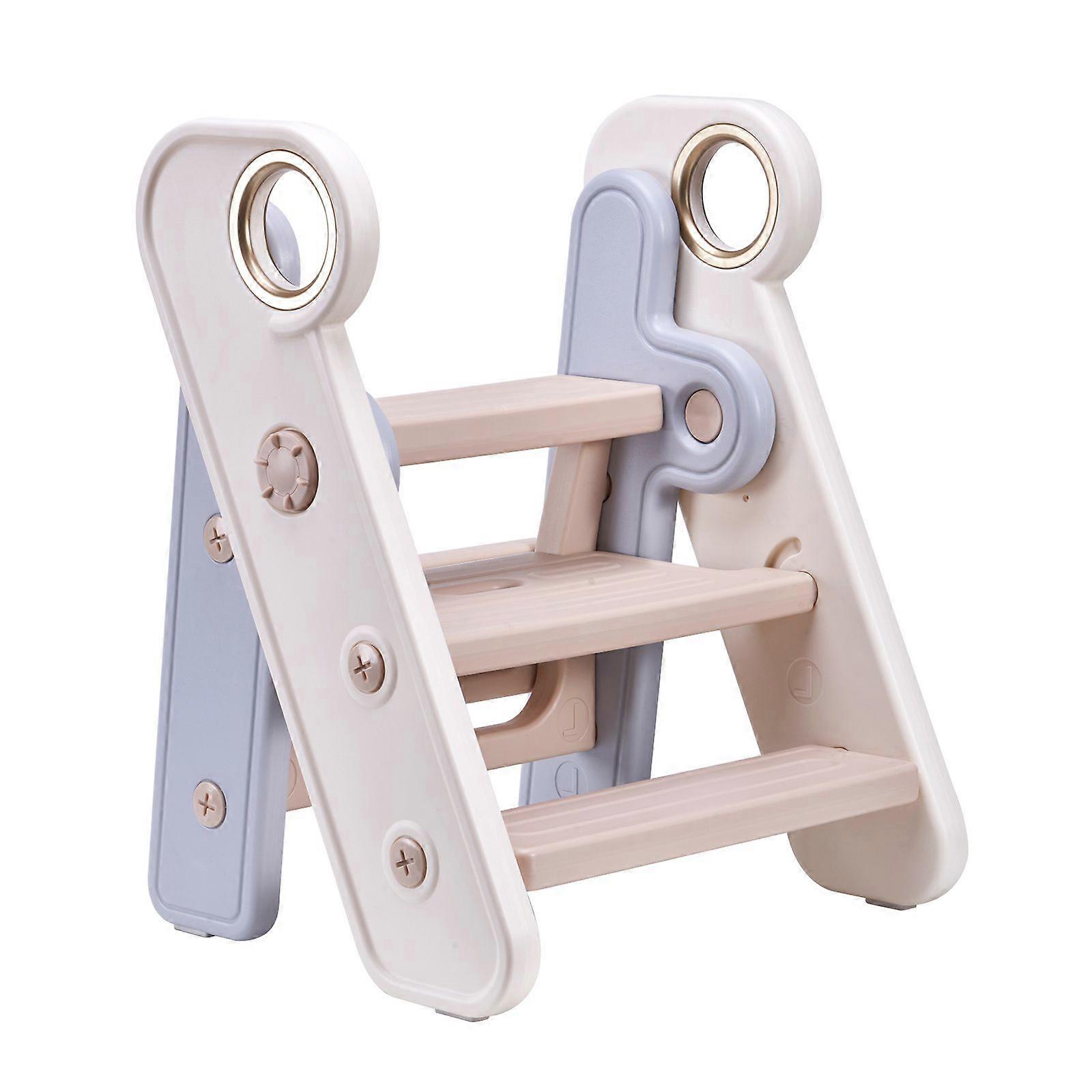 Stegpall för småbarn, justerbar 3-stegs till 2-stegs barnkökspallshjälpare, hopfällbart plasttorn