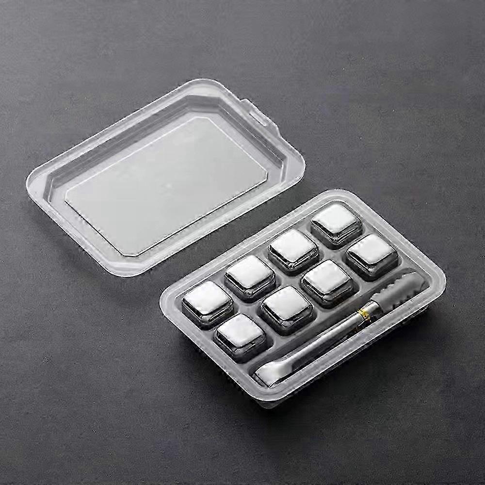 Reusable 304 Stainless Steel Ice Blocks - 8Pcs Chilling Stones with Tongs