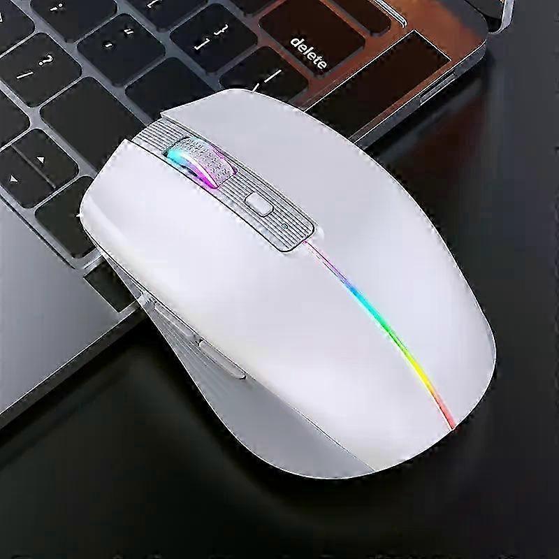 Wireless Rechargeable Dual-mode Mouse with Mute Button, RGB Lights, 1600 DPI Adjustable for Office or Gaming