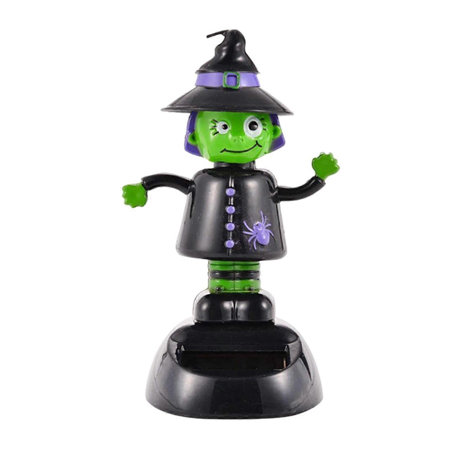 Halloween Dashboard Ornaments - Wobble Head Decorations, Solar-Powered Window Figures, Colorful Shaking Head Decor for Home and Car
