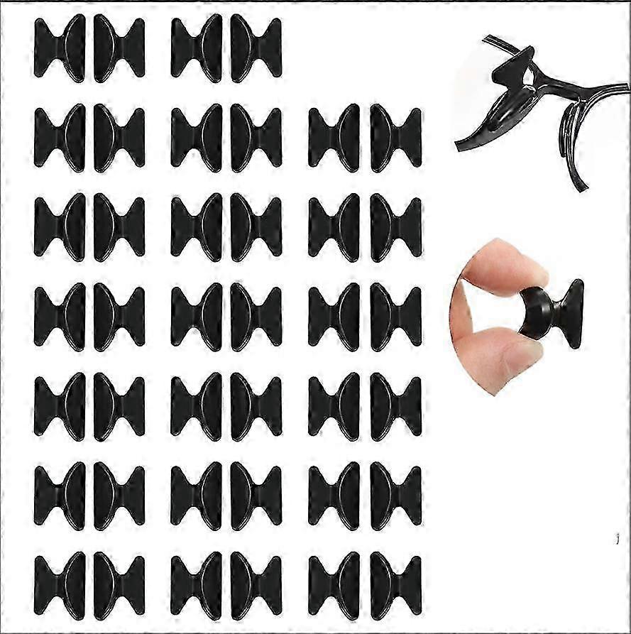 20 Pairs 3.7 mm Soft Adhesive Silicone Nose Pads in Butterfly Shape for Glasses (Black)