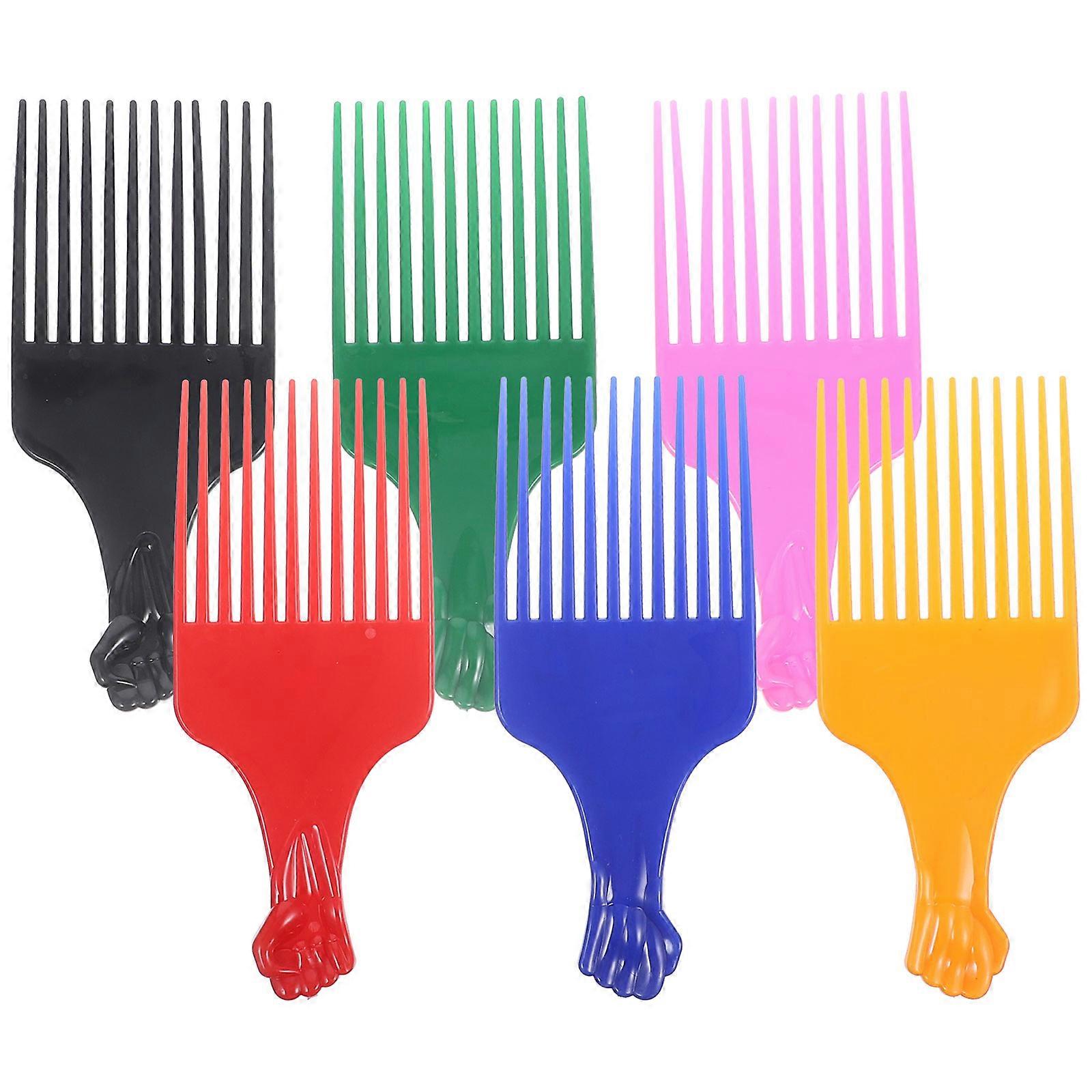 6pcs Long Tooth Hair Picks Comb for Men & Women – Static Free, Smooth Hair Styling Tool with Comfortable Grip, Wide Tooth Design for Easy Detangling