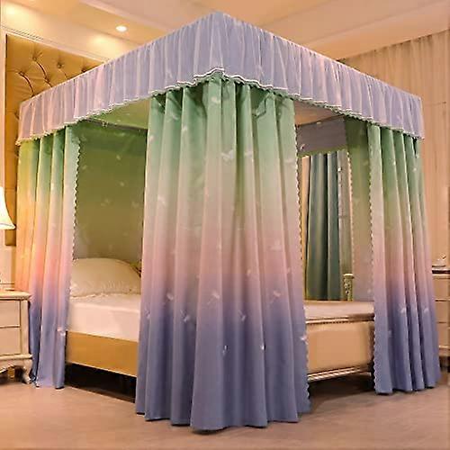Four Poster Bed Canopy, Fantasy Style Net Curtain, Suitable for Girls and Adults, Double-Stitched Fabric, Color C