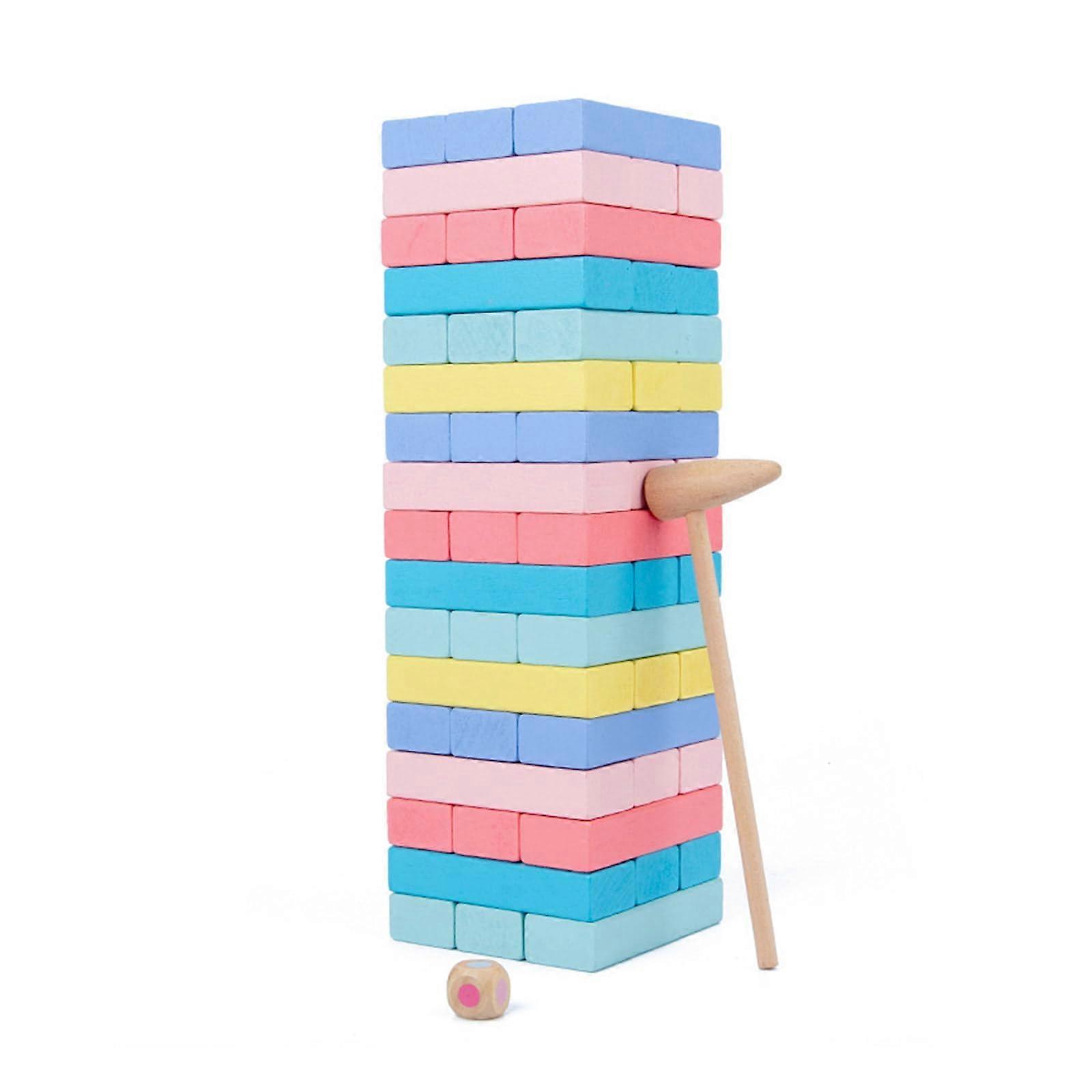 Solid Wood Controller Tower Balance Stacking Toy For Kids, Hand-Eye Coordination, Family Activity, Colorful Blocks