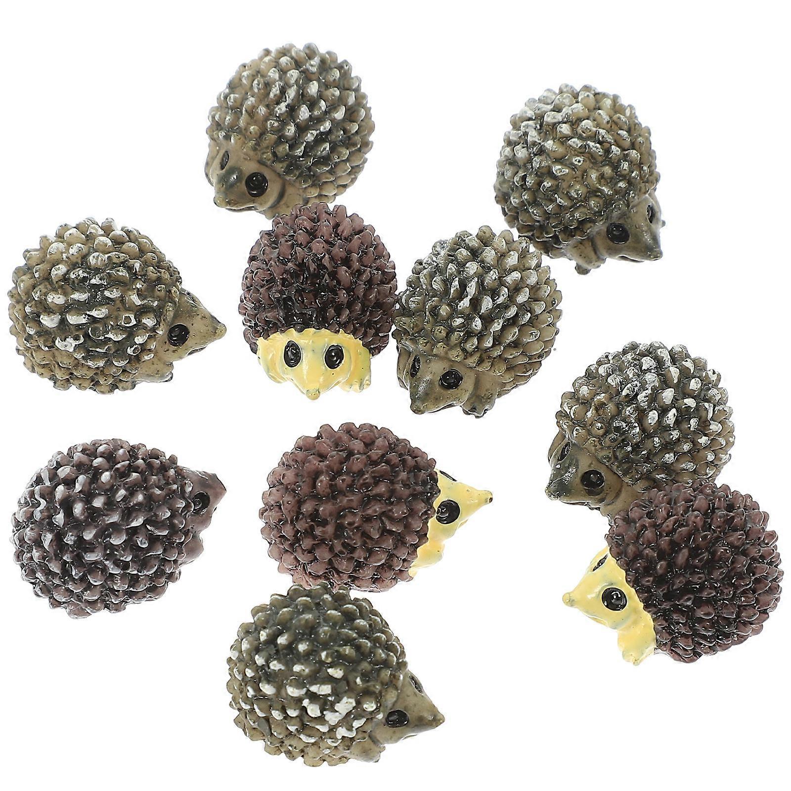 10pcs Cute Hedgehog Statues for Garden Decoration and Potted Plants Ornament