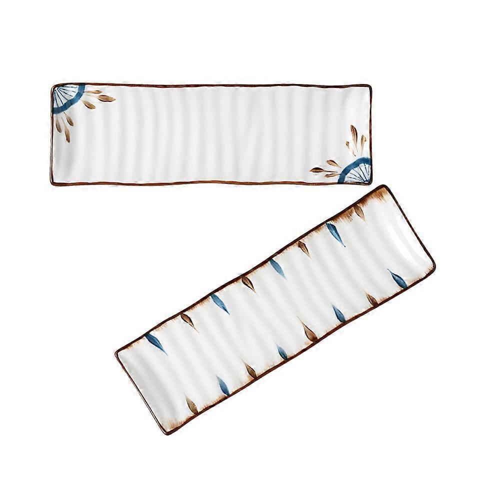Household Sushi Plate Creative Sushi Plate Tableware Use Sky-Blue Rectangular 2Pcs