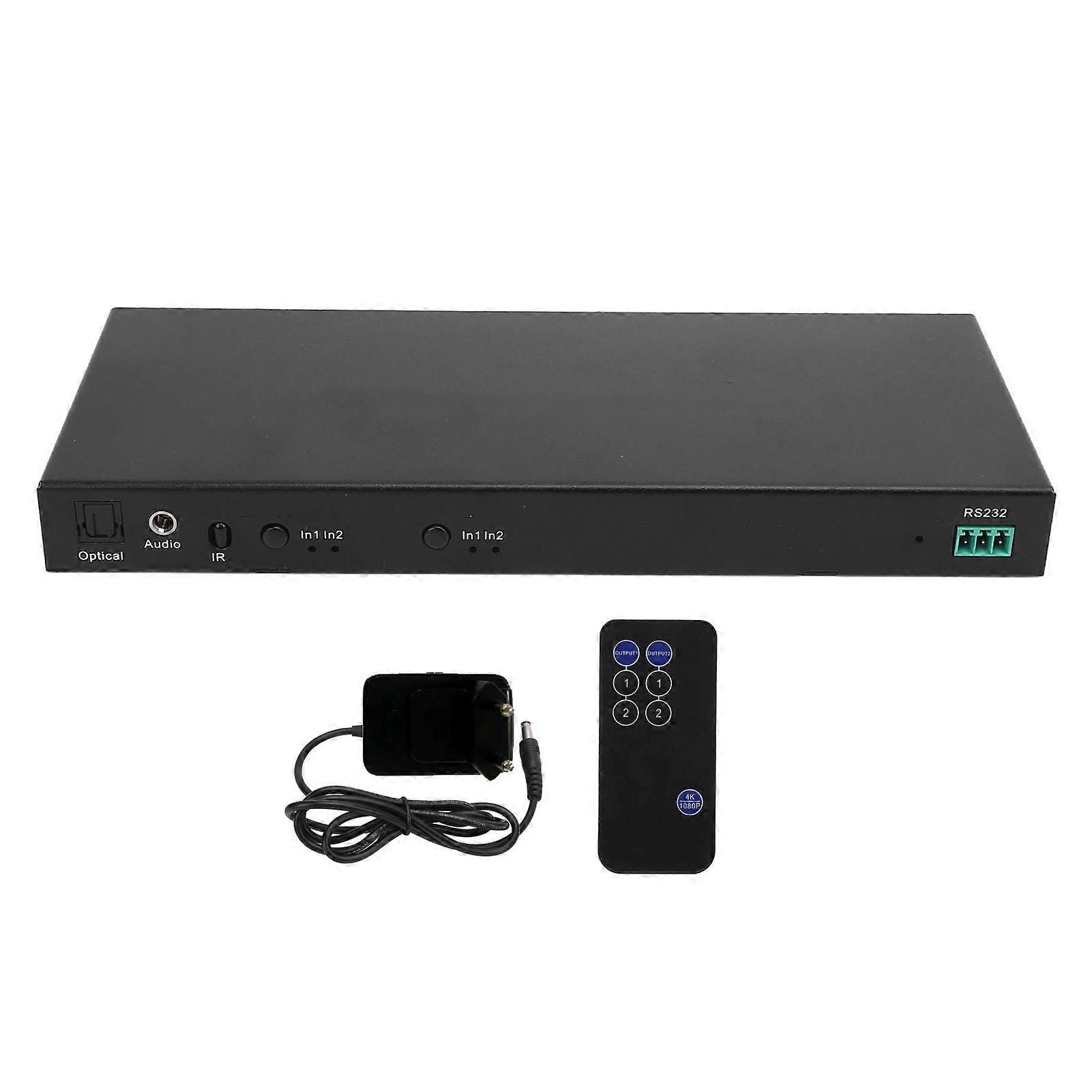 4K HD Multimedia Interface Switch 2 In 2 Out, Seamless 30Hz Switching, EU Plug
