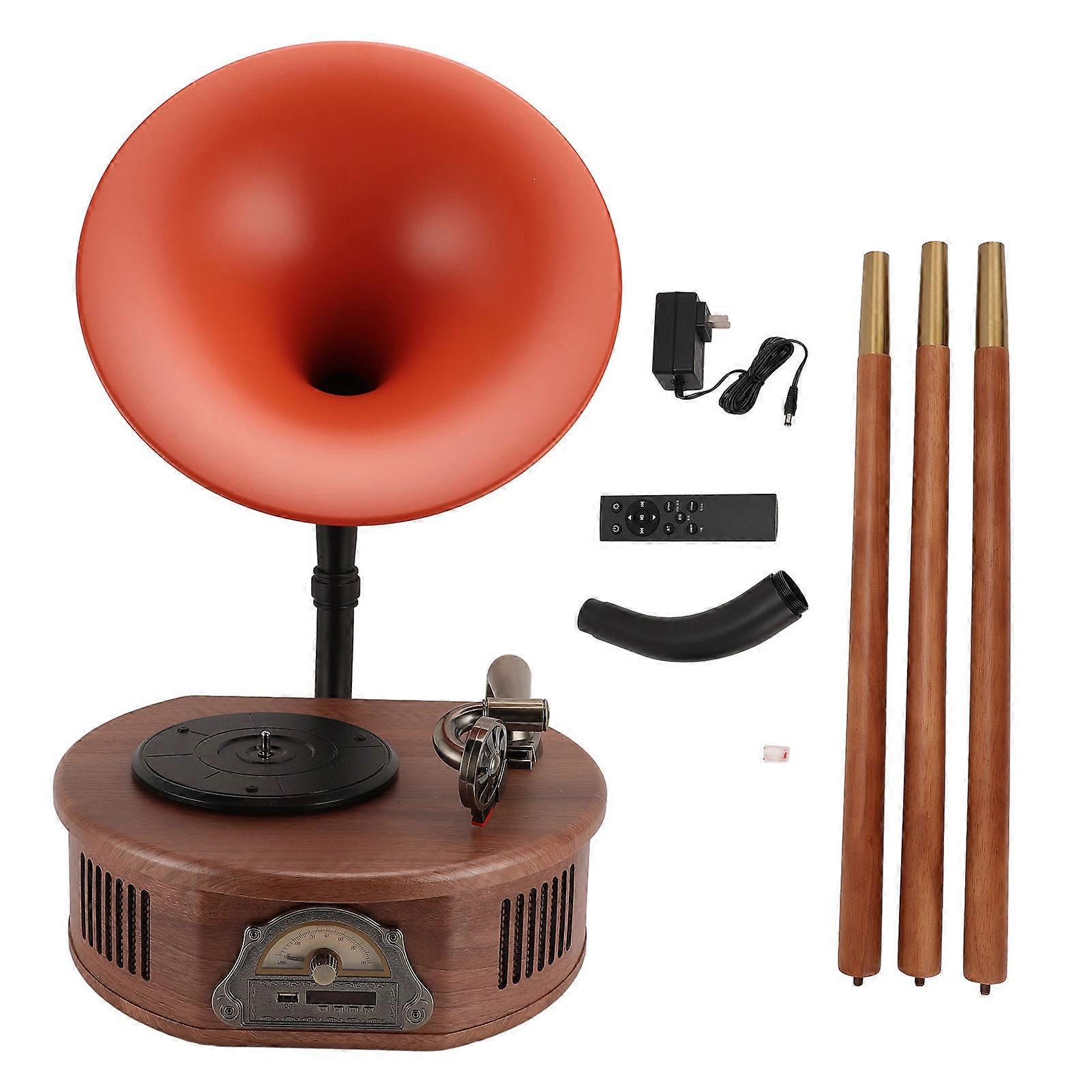 Vintage Gramophone Record Player with Bluetooth, 3-Speed Turntable, and Detachable Legs