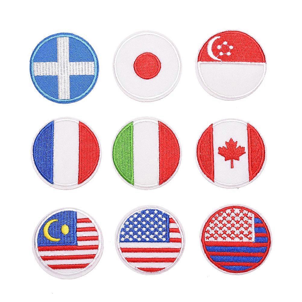 Clothes Patches Iron On Flag Patches Sew On Jeans Applique Patches Assorted Color Round Fashion 18Pcs