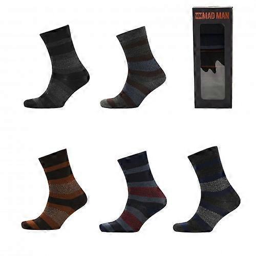 Mad Man Striped Socks 5 Pair Boxed