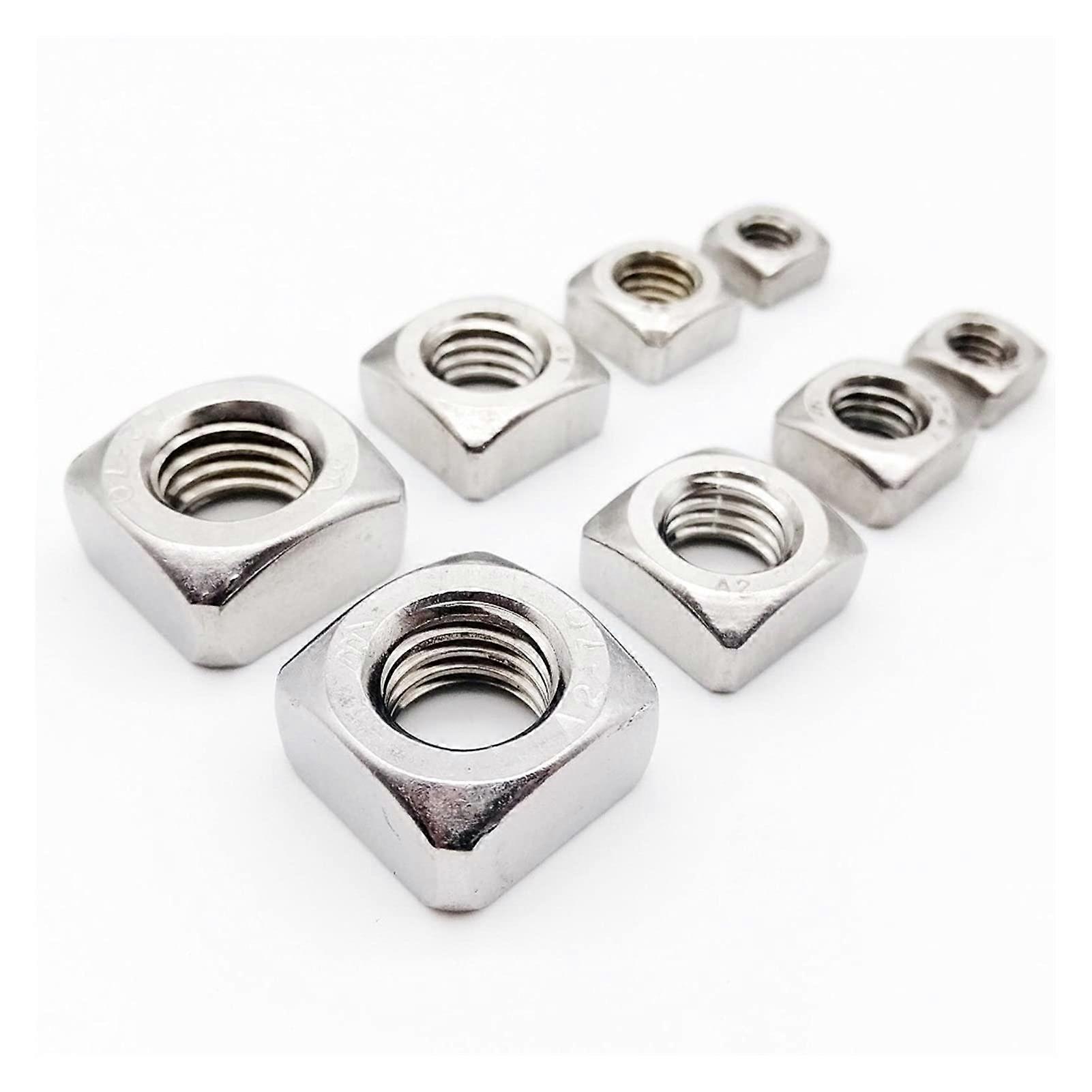 SENMIAOTH. M3 M4 M5 M6 M8 M10 M10 M12 DIN557 GB39 304 A2 Stainless Steel Metric Thread Square Nut Four Square (Size: M8 50pcs)