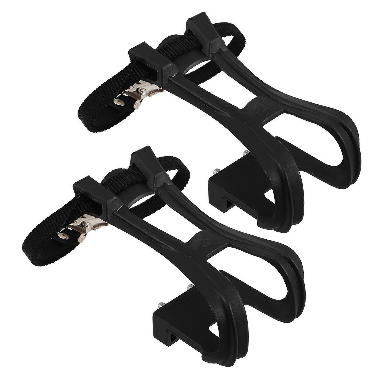 Exercise Bike Pedal Straps, Black Nylon Traction Toe Straps for Fixed Cycle Bikes, Non Slip Bike Foot Straps for Cycling Stability