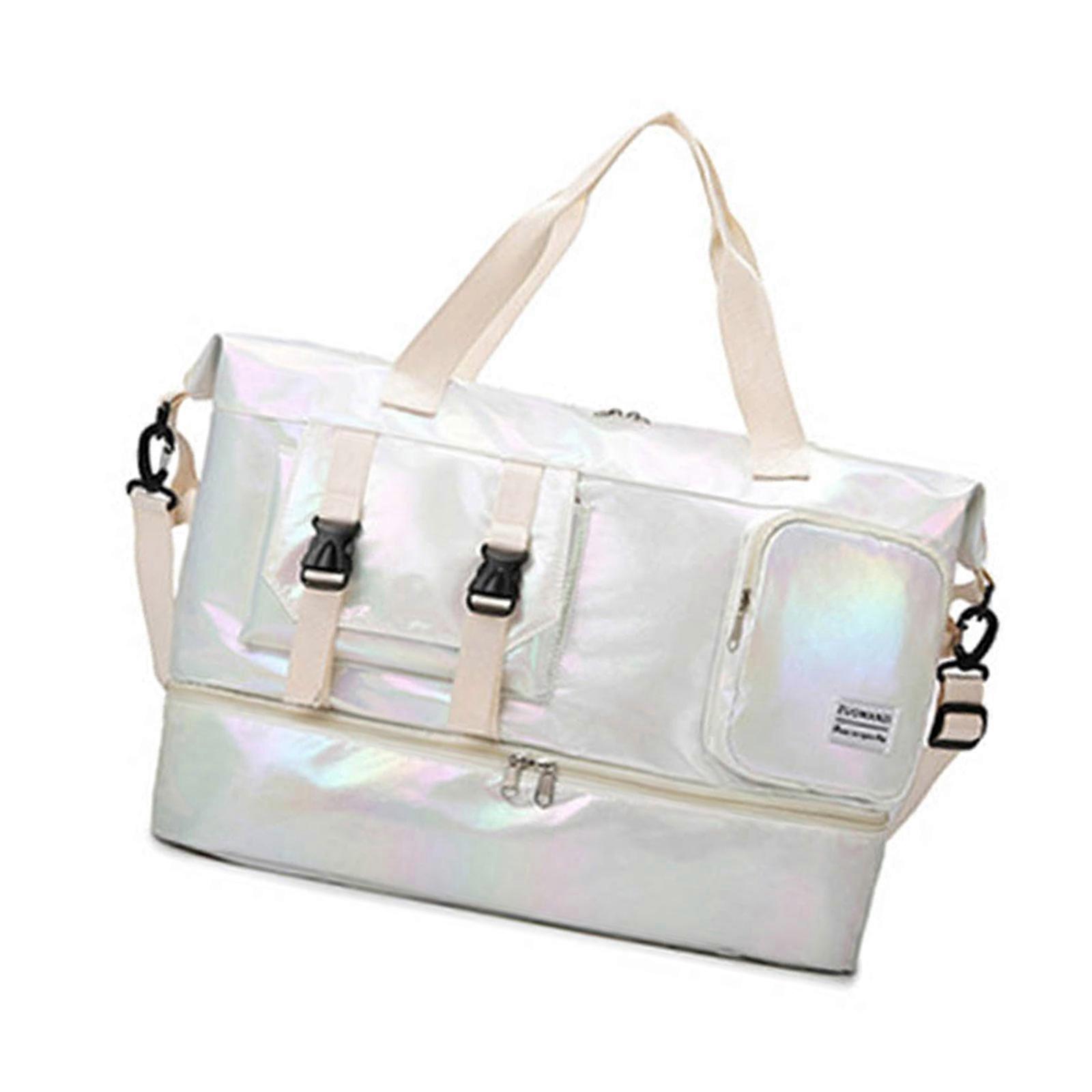 حقيبة رياضية مقاومة للماء ذات سعة كبيرة مع حجرة أحذية منفصلة وتخزين رطب جاف للسفر اللياقة البدنية يوغا بيضاء