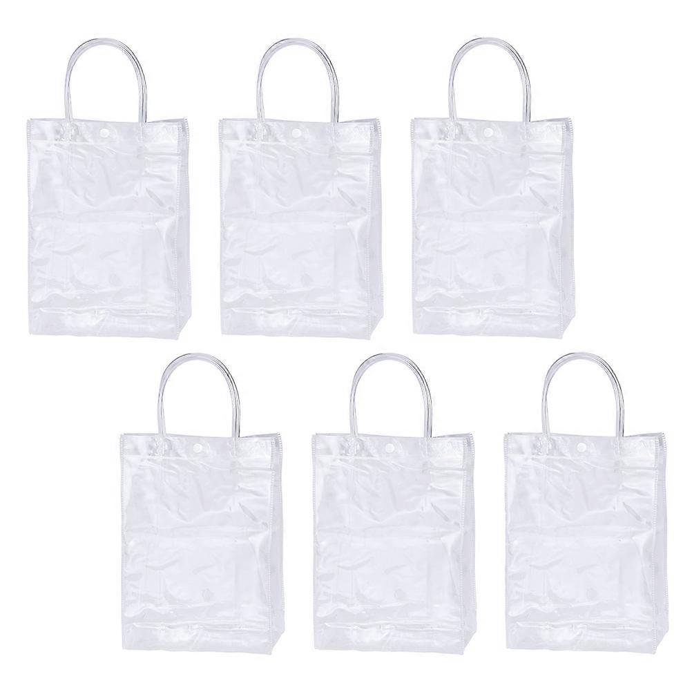 Small Clear Tote Bag Transparent Plastic Multi-Use Tote Bags Daily Use 6Pcs