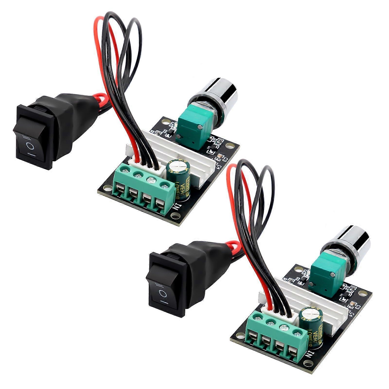 1203BB PWM Motor Speed Controller 2 Pack Adjustable 6V-28V 3A 80W Low Voltage DC Motor Speed Controller for Fans and Pumps