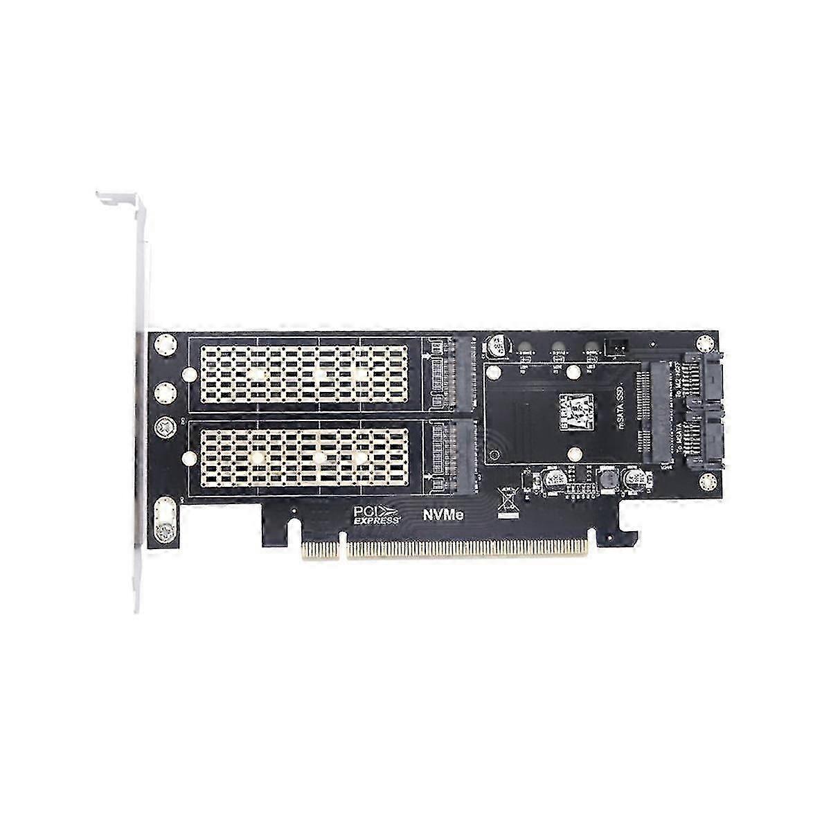 PCIE X16 to M.2 M Key NVME SSD+M.2 B Key SATA SSD+MSATA SSD Adapter Card 3 in 1 Desktop Computer Ri
