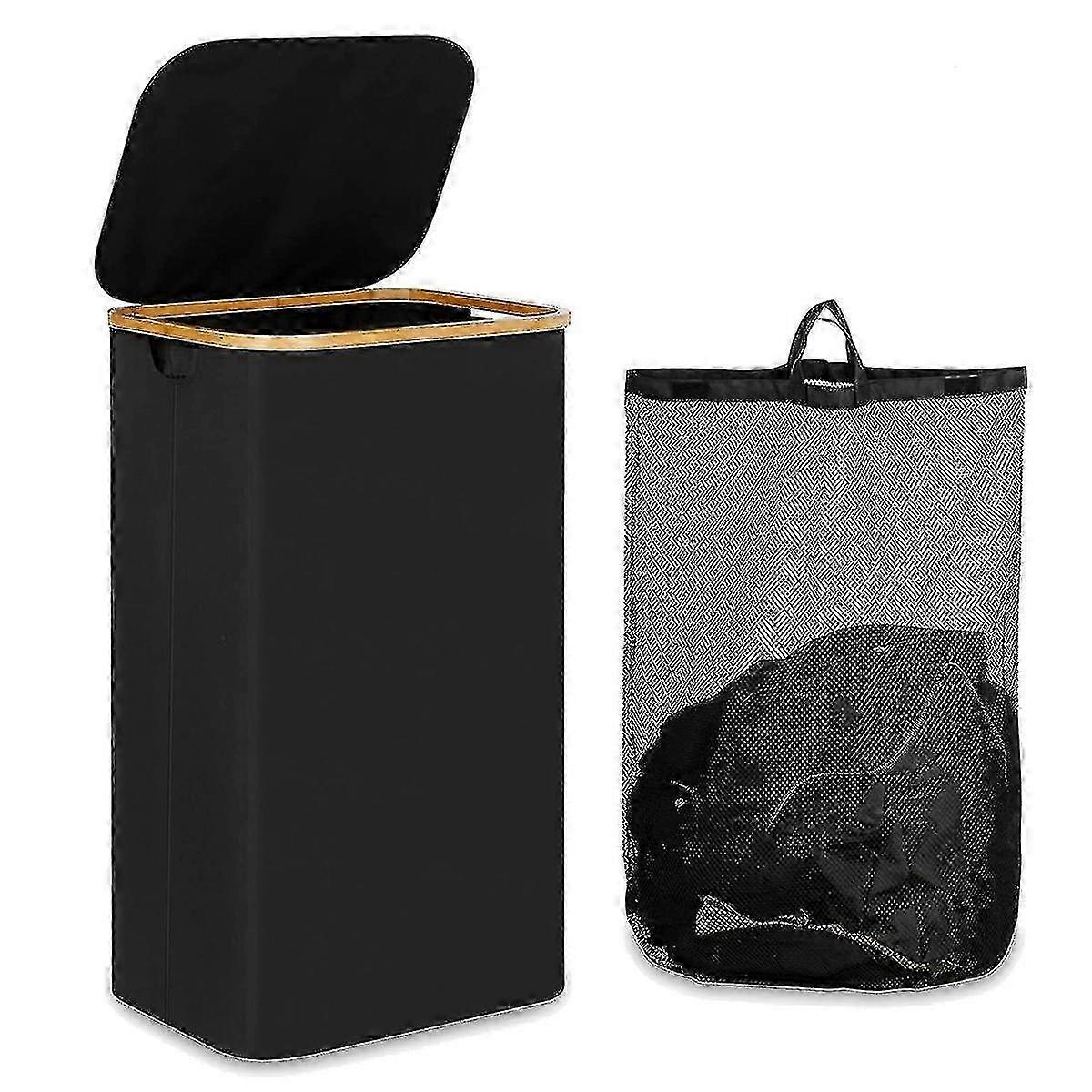 Cesto Portabiancheria 110l Con Manico E Coperchio, Cestello Pieghevole Organizer Con Borsa Interna Rimovibile Per C SZRH A-J