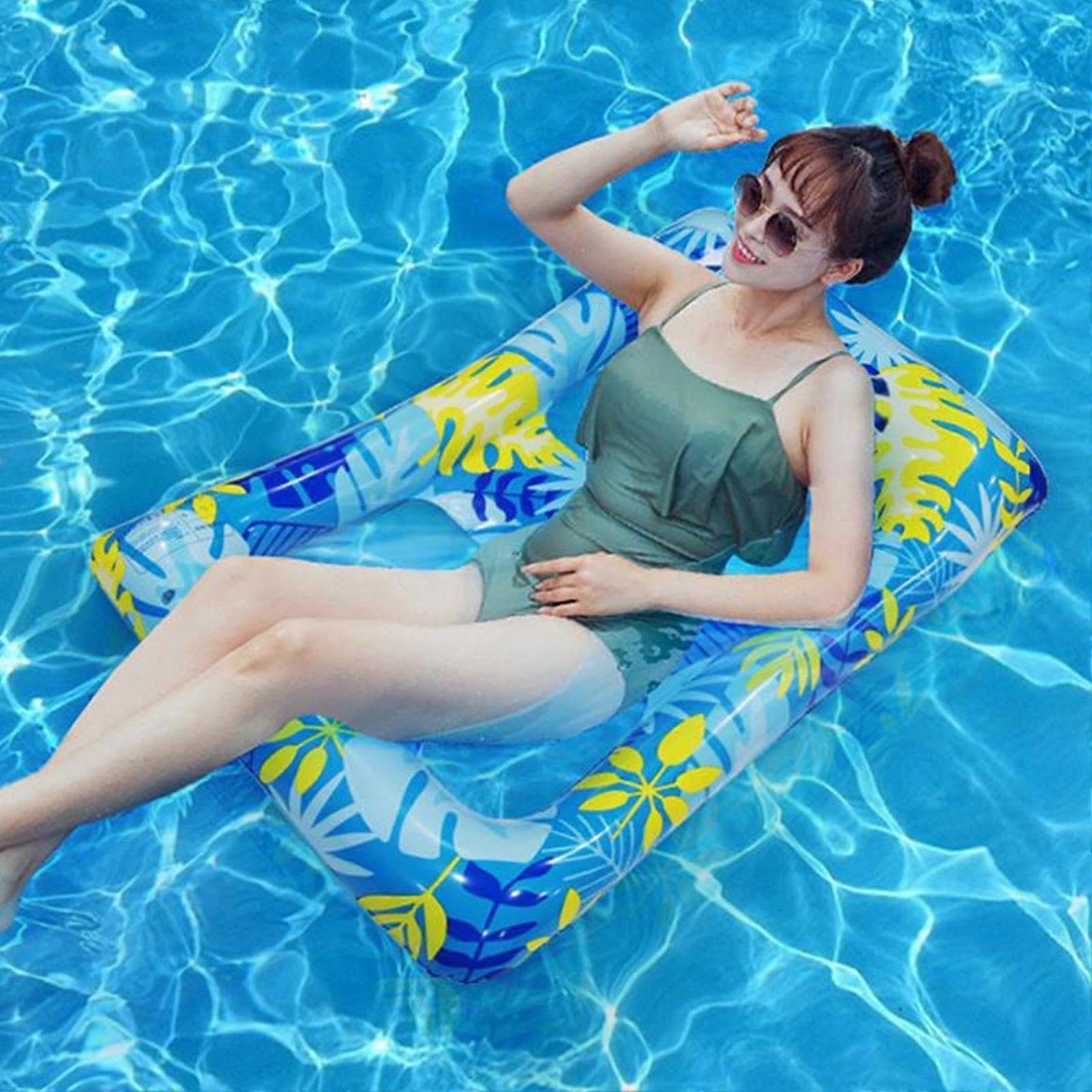 Pool Floats for Adults Inflatable Water Toys Lounge Chair Pool Raft Floating Hammock with Backrest for Swimming Lake Party Water Fun