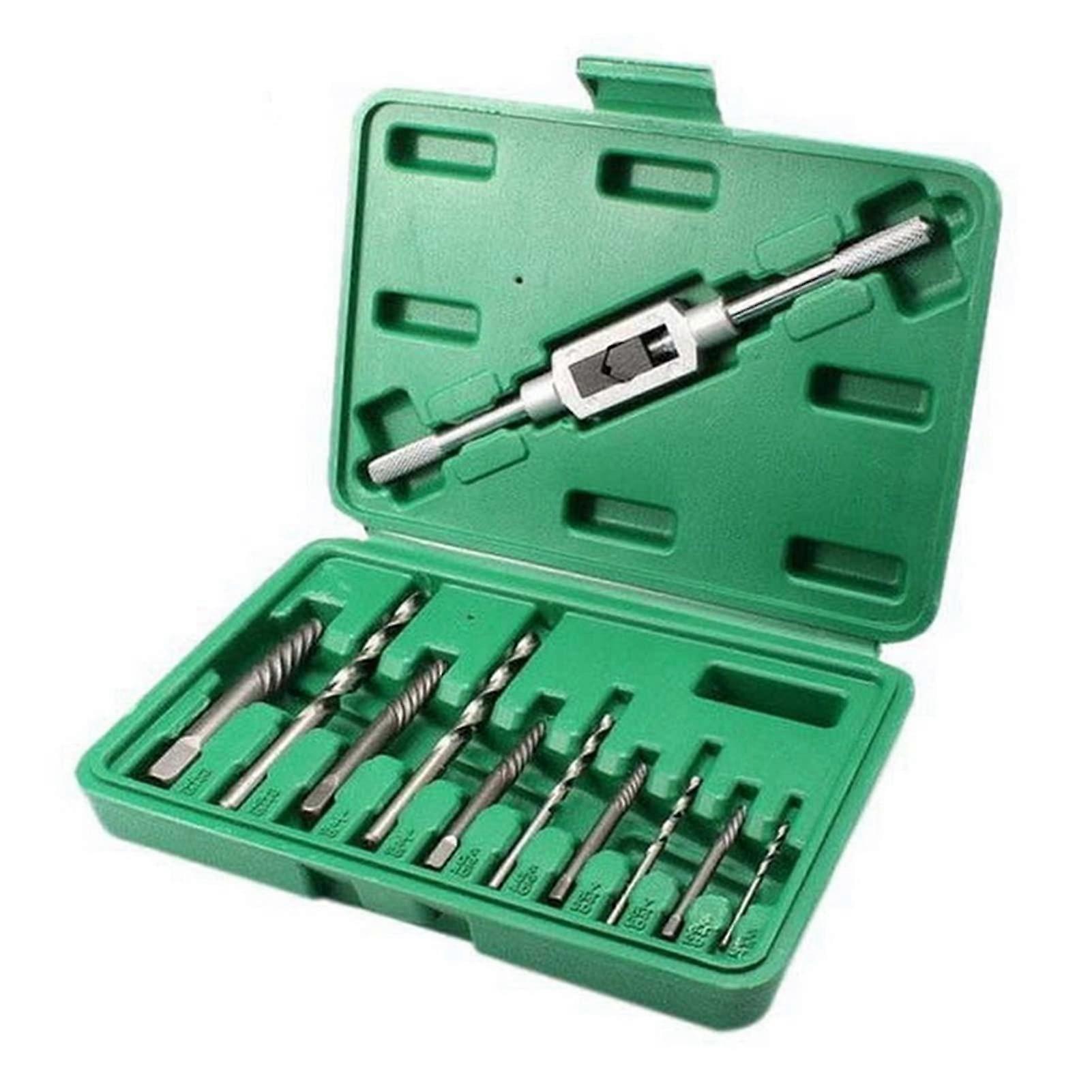 11Piece Set for Extracting Damaged Screws, Screw Extractor with Holding Wrench