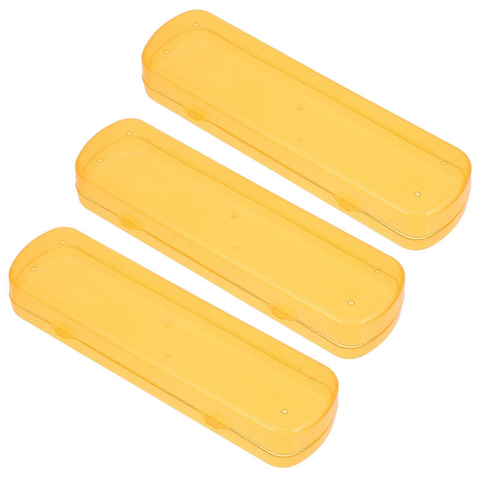 Travel Toothbrush Container Portable Toothbrush Cases Yellow 21.00X6.00X3.00CM Good Sealing 3Pack