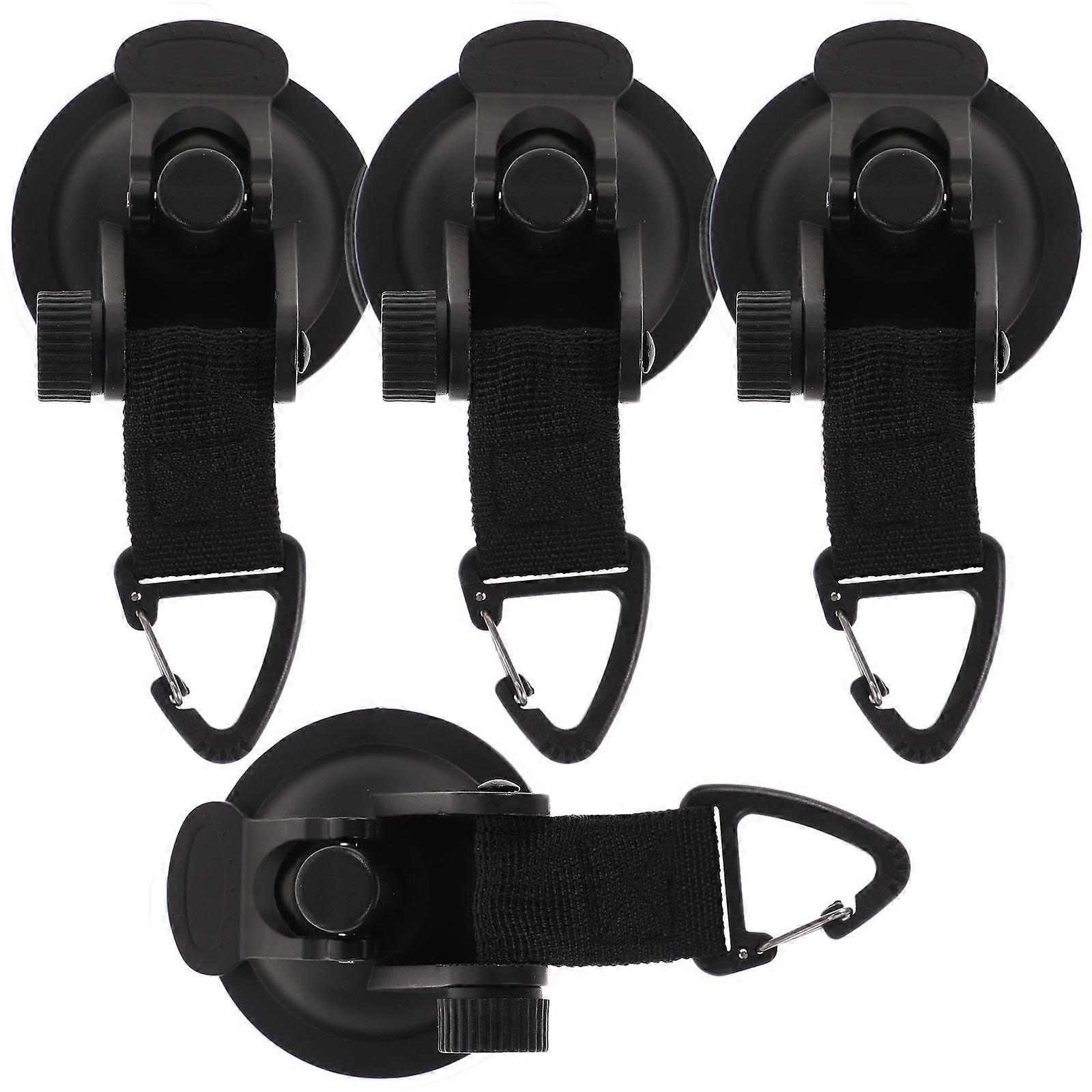 Waterproof Suction Cup Hooks Camping Style Suction Hanger Black 13X6.7cm Nylon Material Prevent Falling 4Pcs