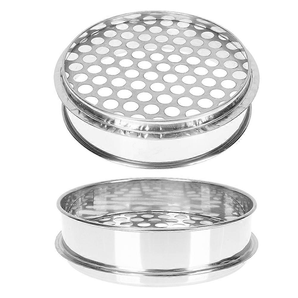 Stainless Steel Round Hole Sieve for Home Use Silver Efficient Screening and Easy Cleaning 2 pcs