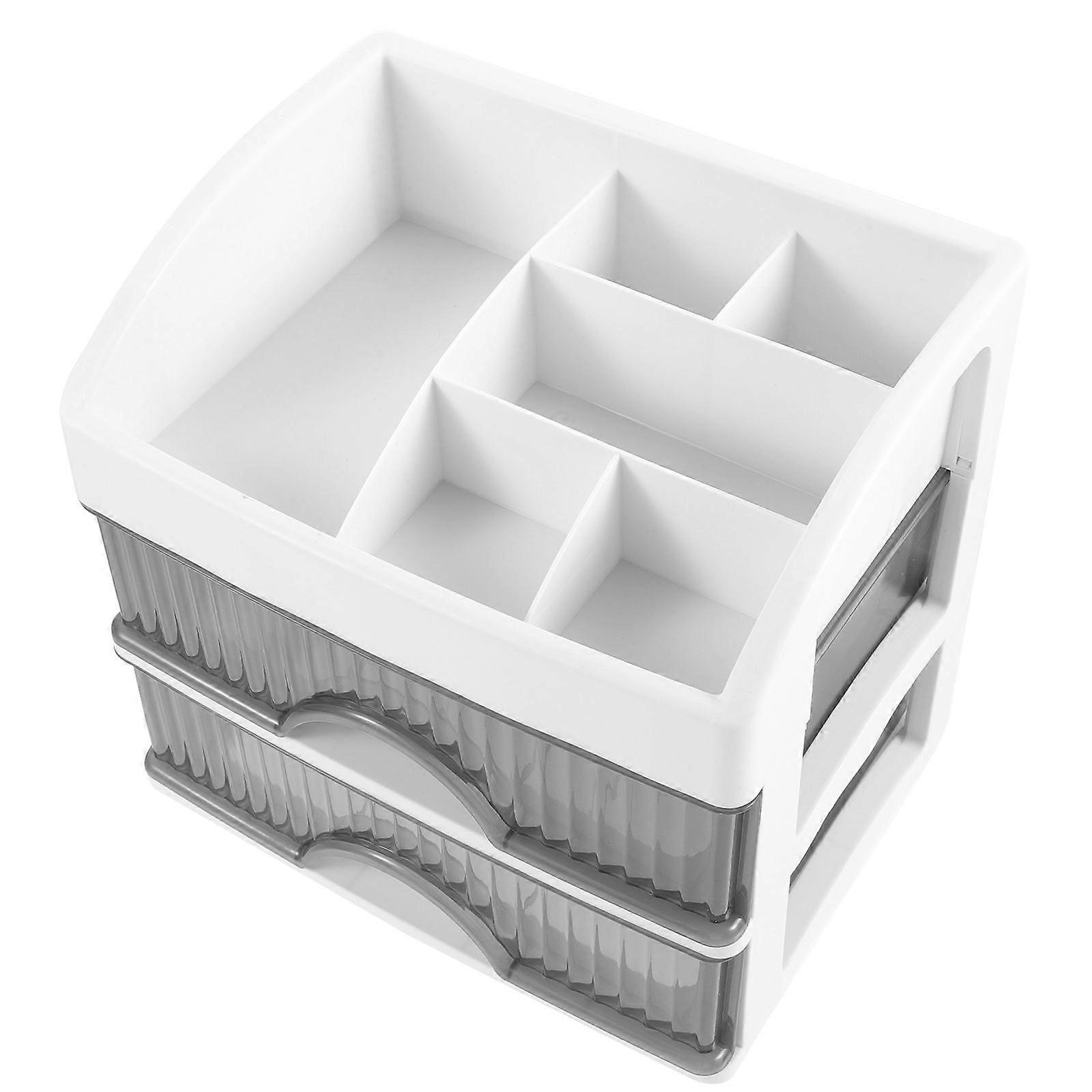 White Plastic Desk Organizer with Multilayer Design for Efficient Storage and Modern Style 12.5x8.3x10.6 inches