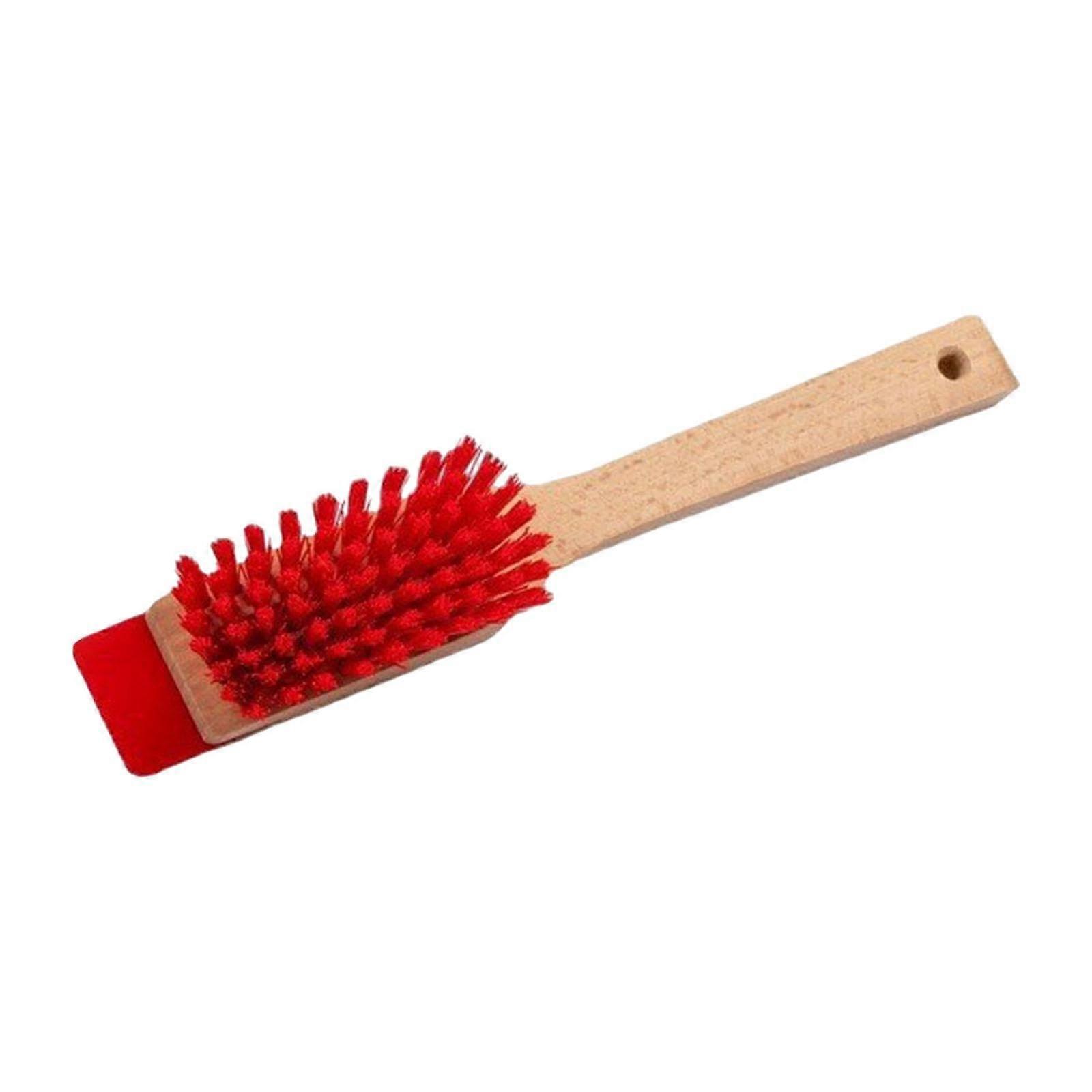 Lawn Mower Brush Hard Bristle Scrubbing Brush Lightweight Red Garden Tool with Scraping for Efficient Lawn Care