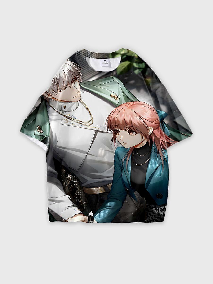 T-shirt round neck Role Pattern loose short sleeve B980