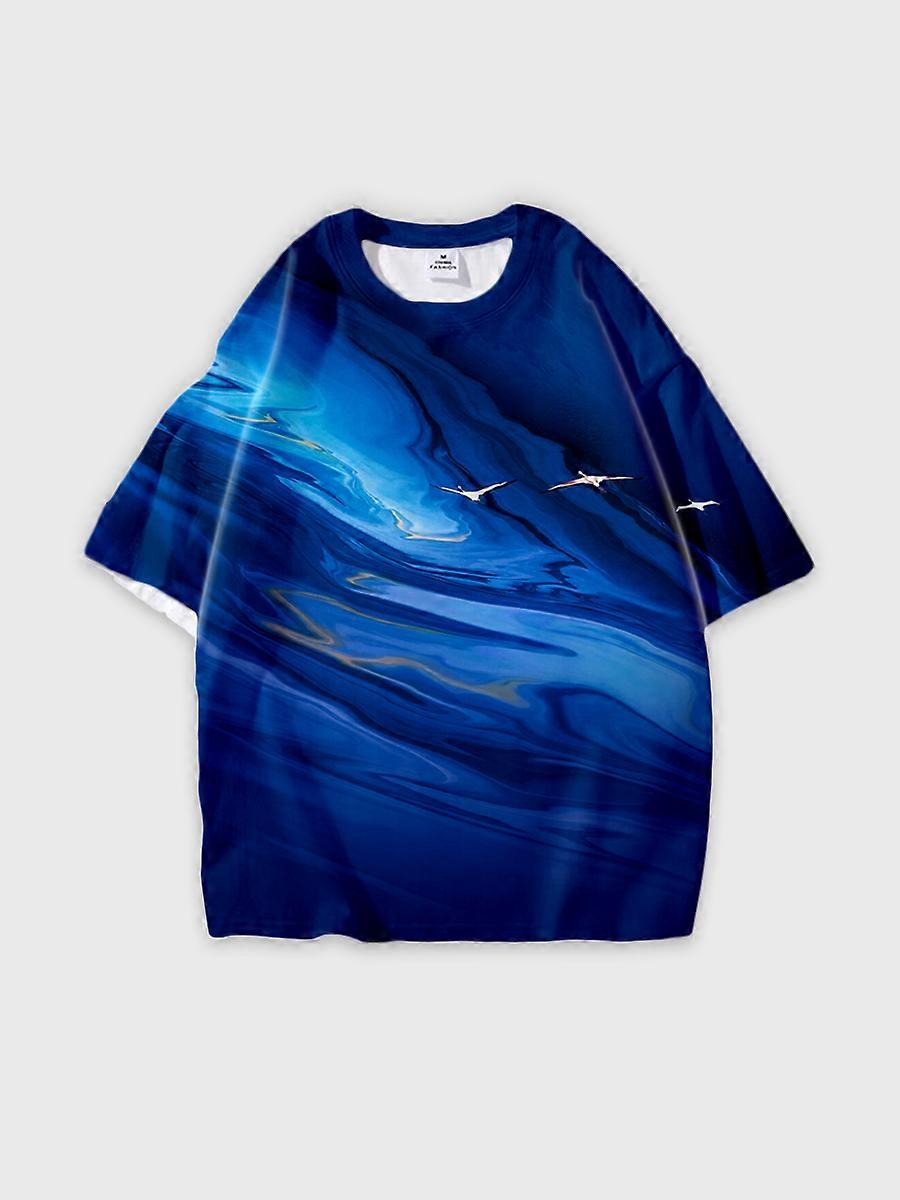 T-shirt round neck Pattern loose short sleeve B1191