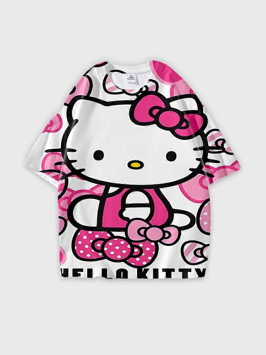 T-shirt girocollo Cartoon Pattern manica corta sciolta M06