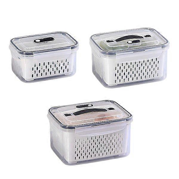 800ML/1700ML/3150ML fruit storage box, double-layered with removable sieves.