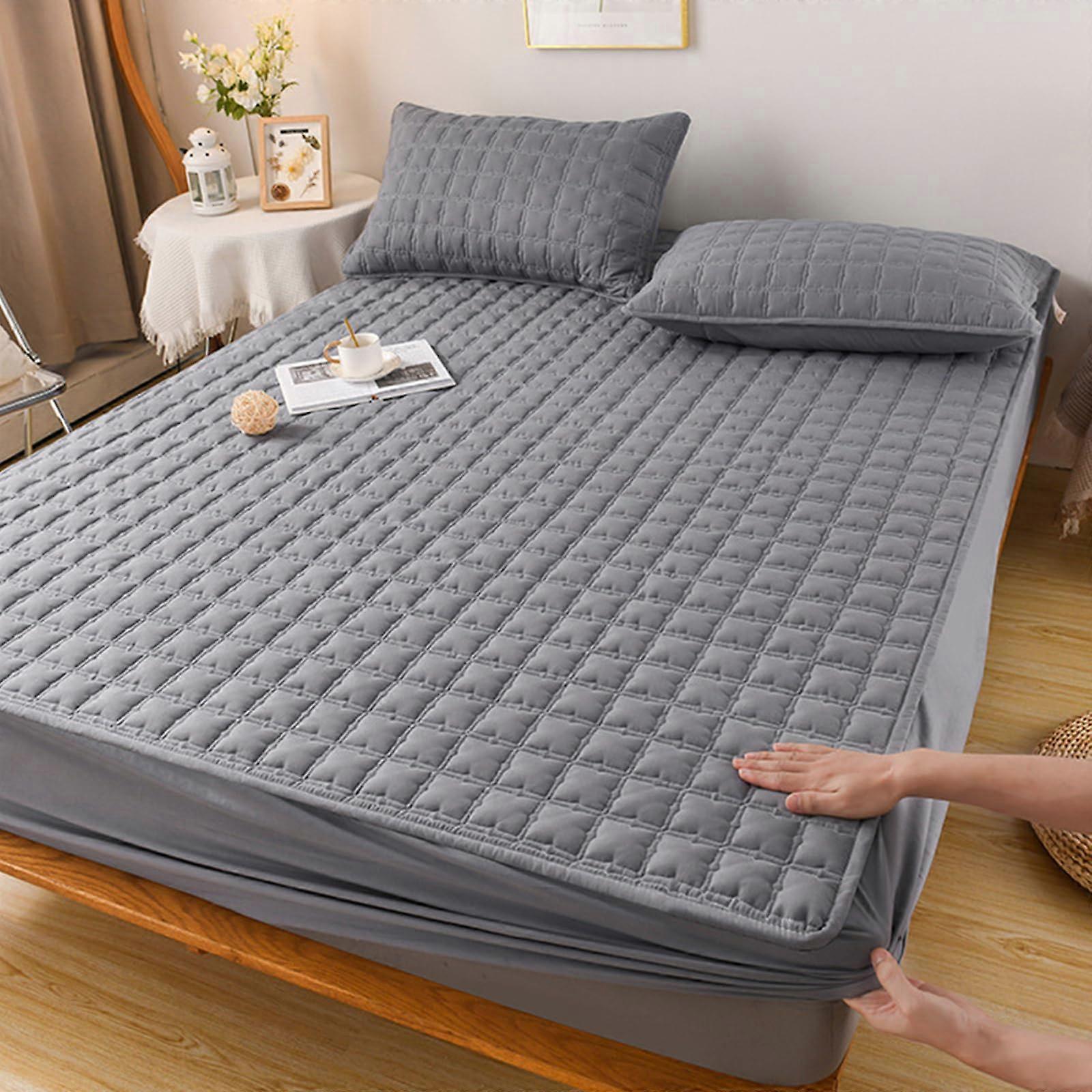 Quilted waterproof mattress cover 120x20030cm fitted sheet with elastic