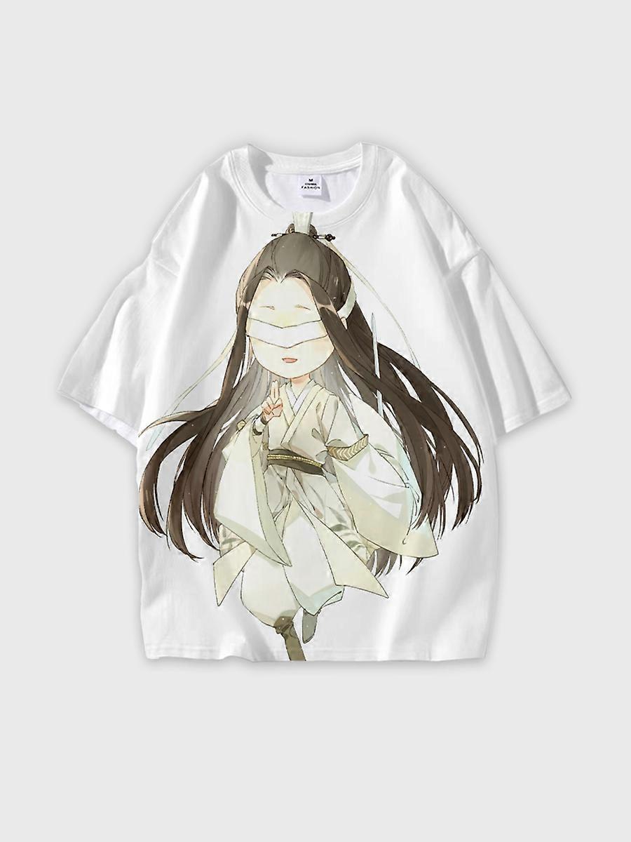 T-shirt round neck Character Pattern loose short sleeve Q91