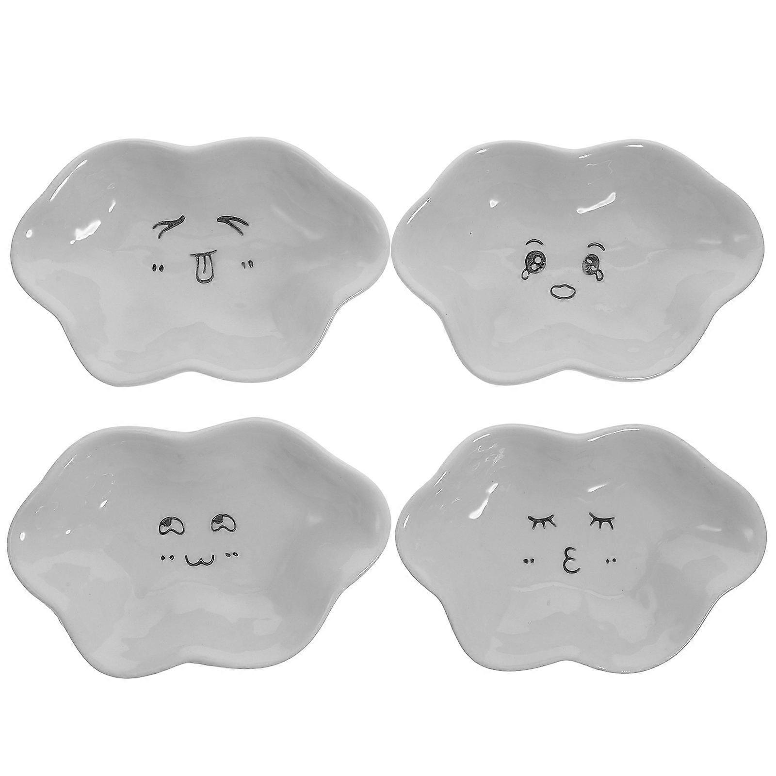 Adorable Cloud Shaped Ceramic Sauce Dish for Vinegar and Dipping Perfect for Family Dinners 4 pcs