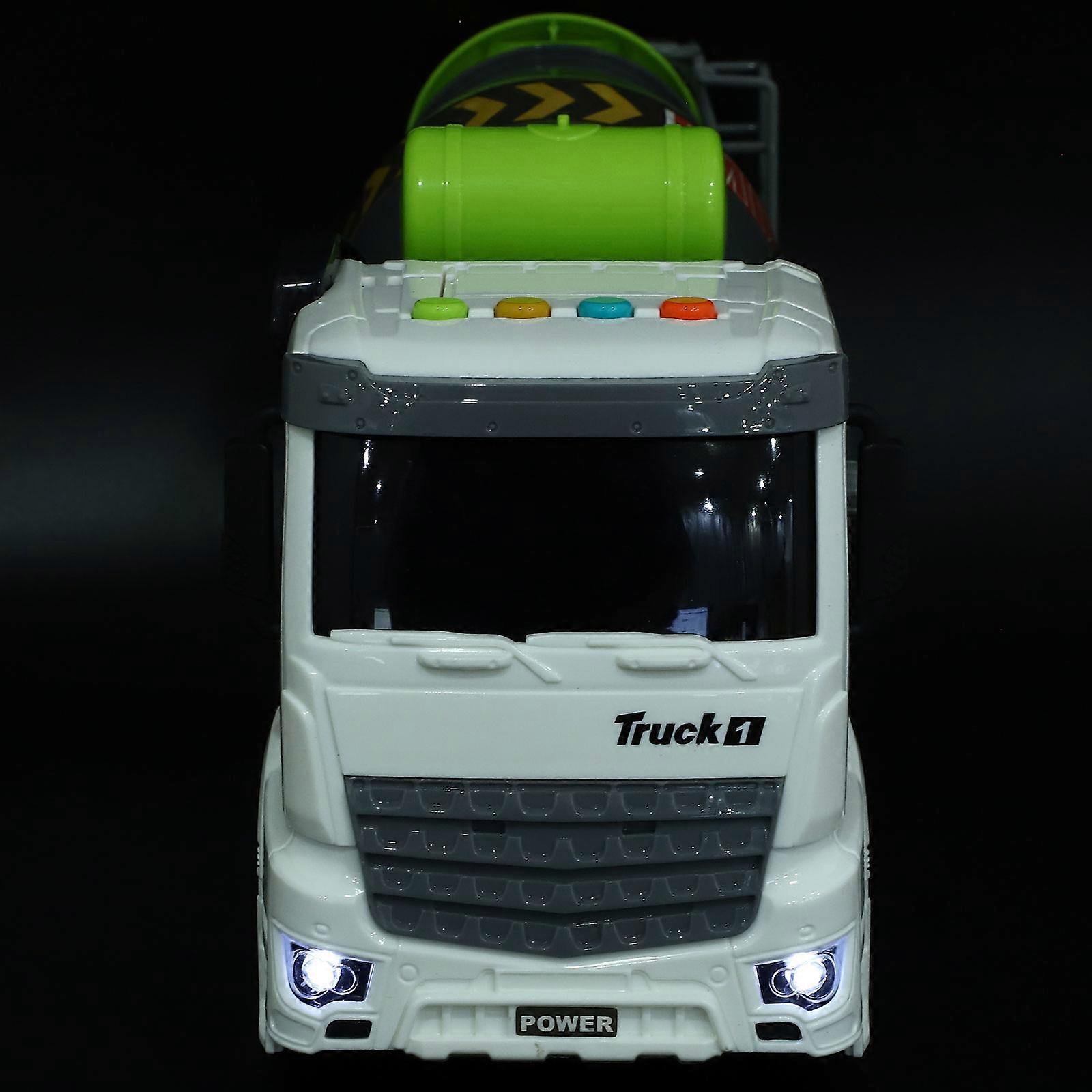 Toy Construction Vehicles Simulation Engineering Vehicle Cement Mixer Truck Model with Light Emitting and Cement Bucket Rotation 1Set