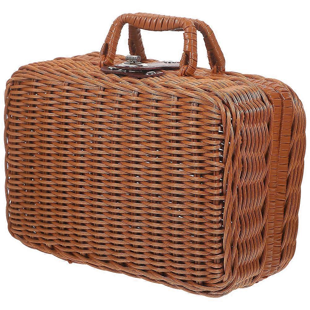 Simulated Rattan Case Rectangular Shape Women Photographers 35.00X24.00X12.00CM Storage 1Set
