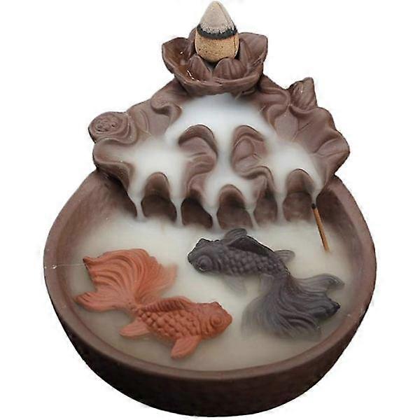 1 piece Fish Waterfall Backflow Incense Burner Cone, Home