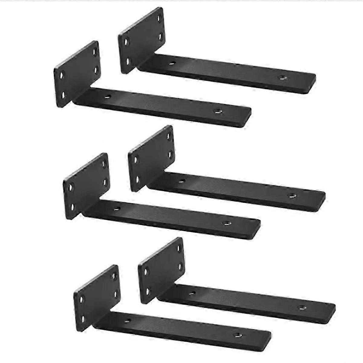 Set of 6 Heavy-Duty 12-Inch Floating Shelf Brackets in Black - Sturdy Wall Mount Supports for Home & Office Decor