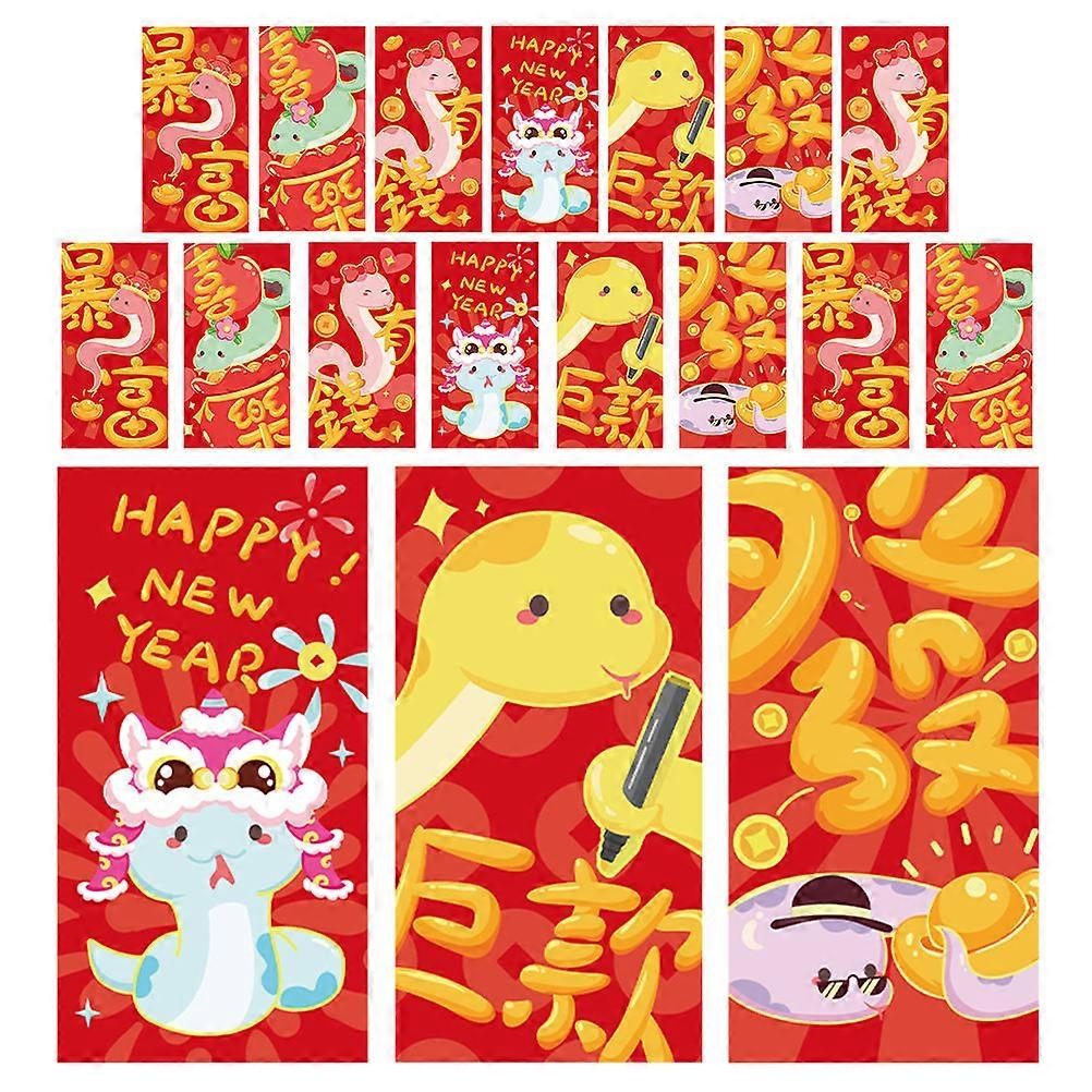 Chinese New Year Red Envelopes with 2025 Snake Theme Assorted Color Paper Lucky Money Packets for Gift 18pcs