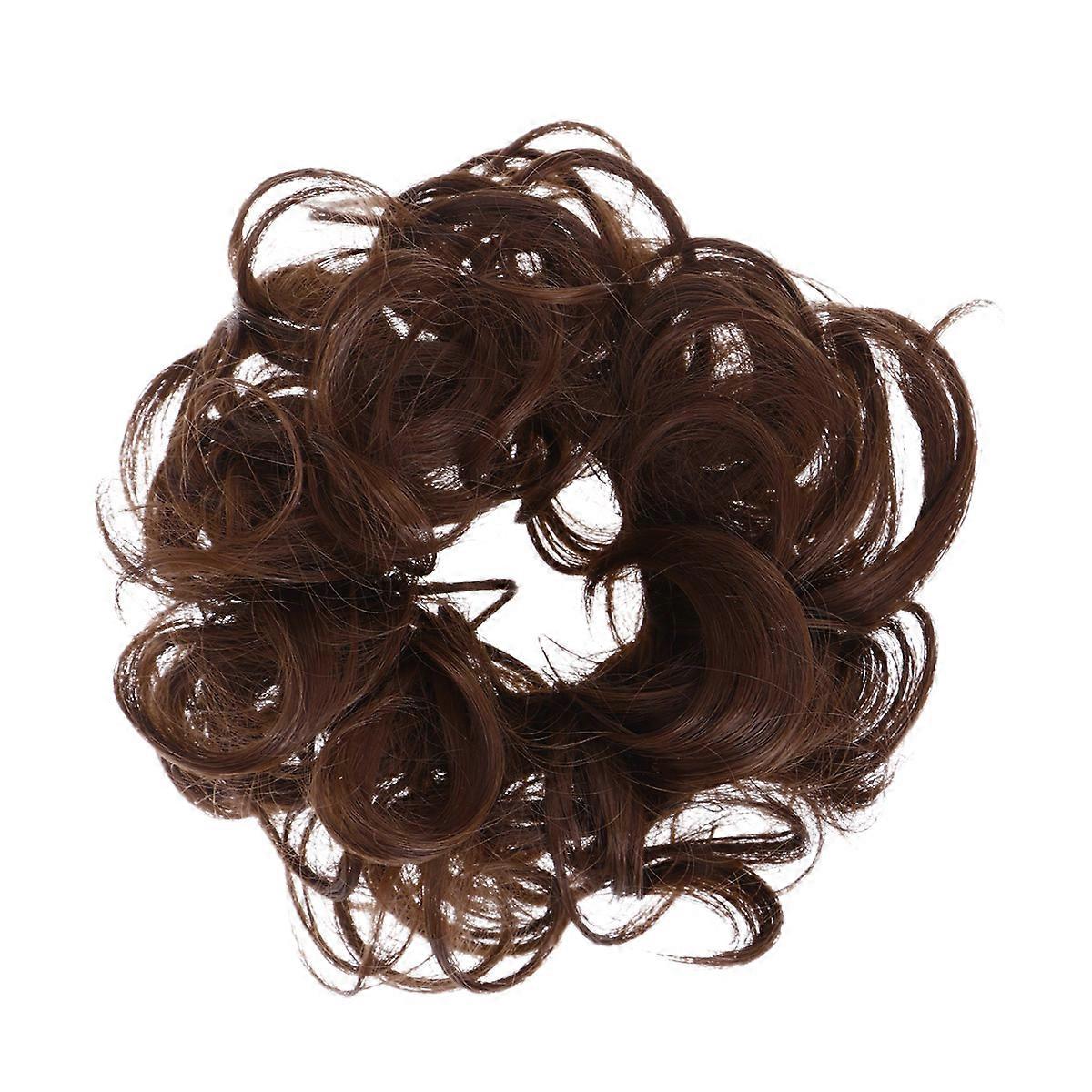 Brown Scrunchie Hair Bun Extension Ideal for Decorating with High Temperature Fiber Adds Volume 7.5 Inches
