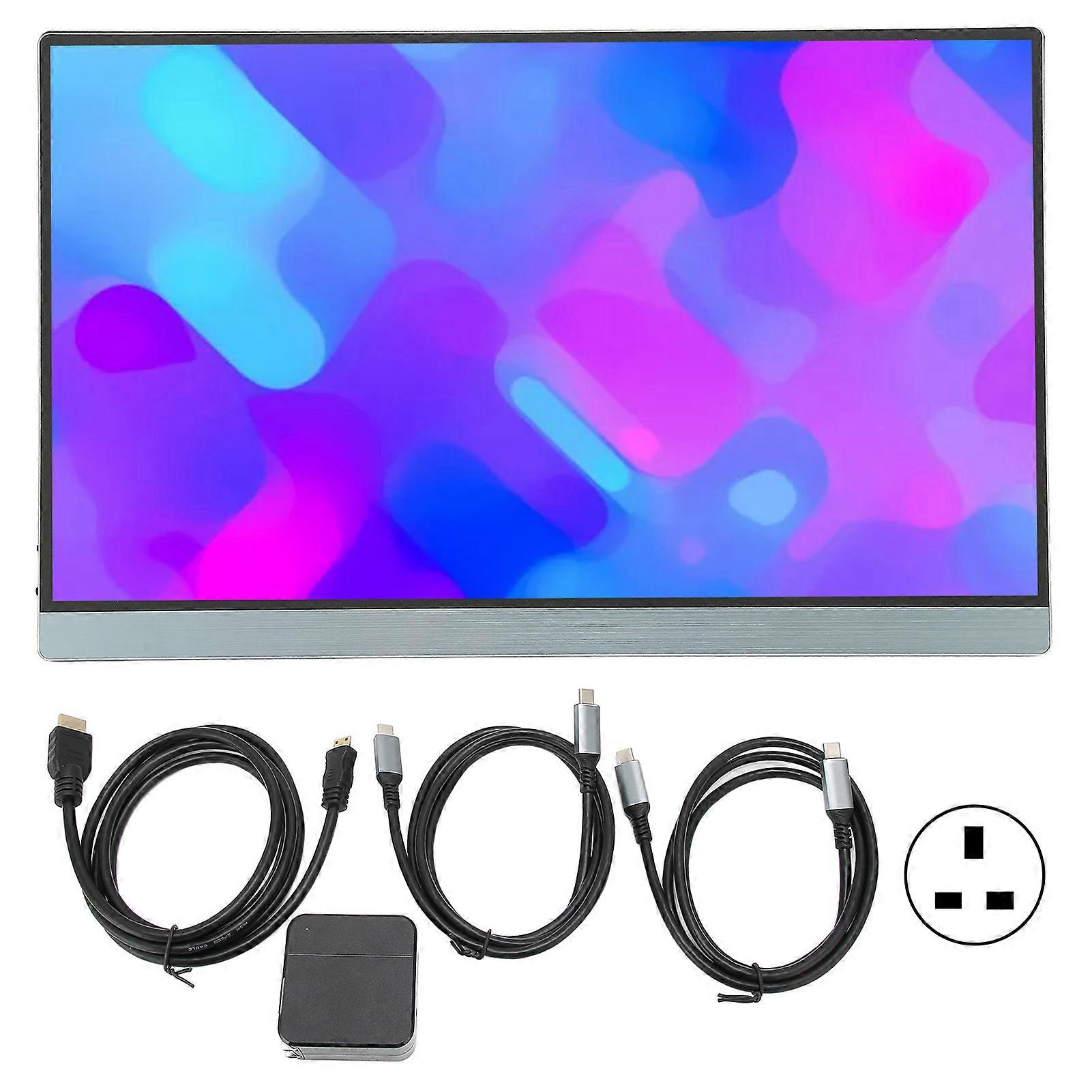 15.6in FHD 4K Portable Gaming Monitor with IPS, Projection Function & Leather Case UK Plug