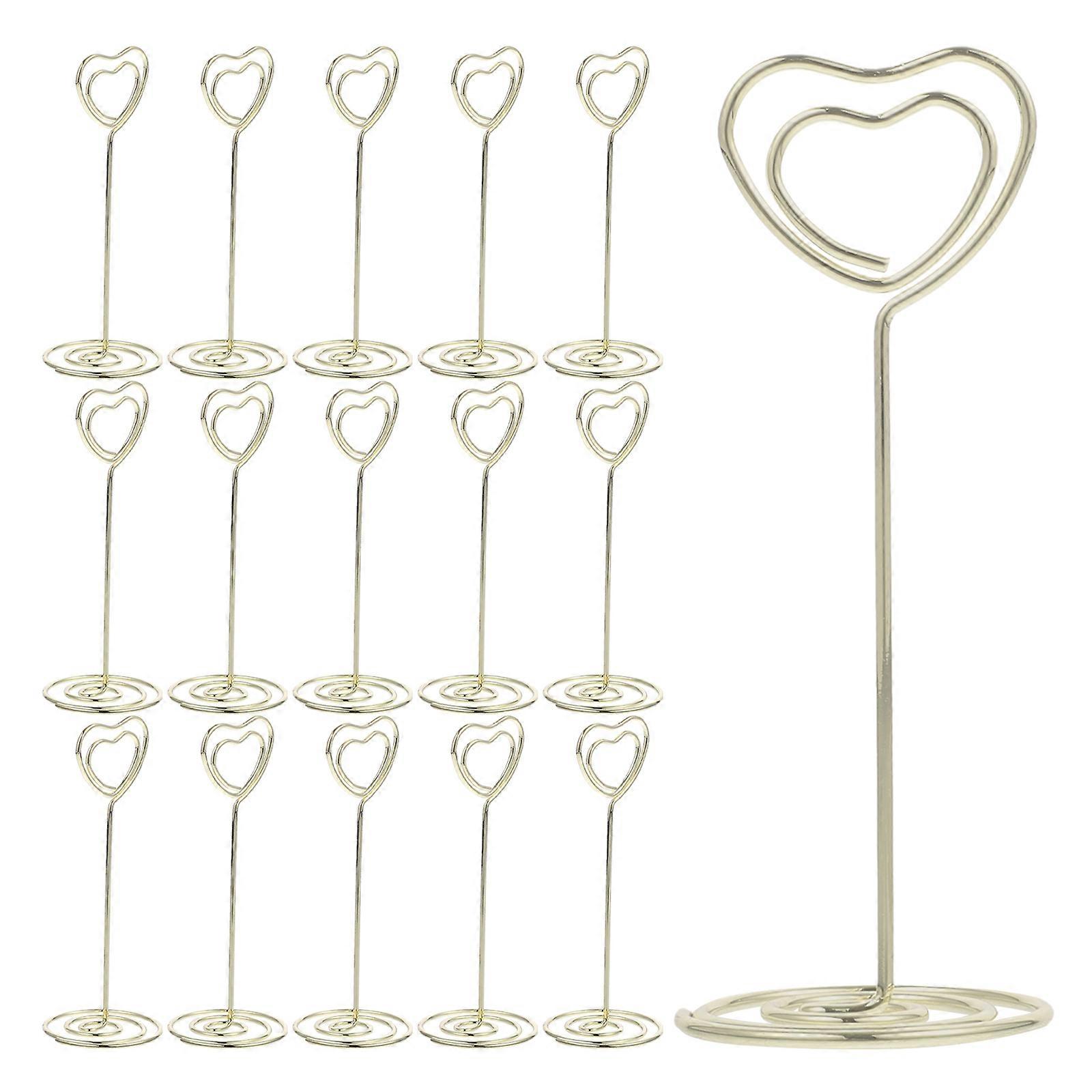 24PCS Heart Shape Photo Holder Stands Table Number Holders Paper Menu Clips for Wedding Banquet Party (Golden)