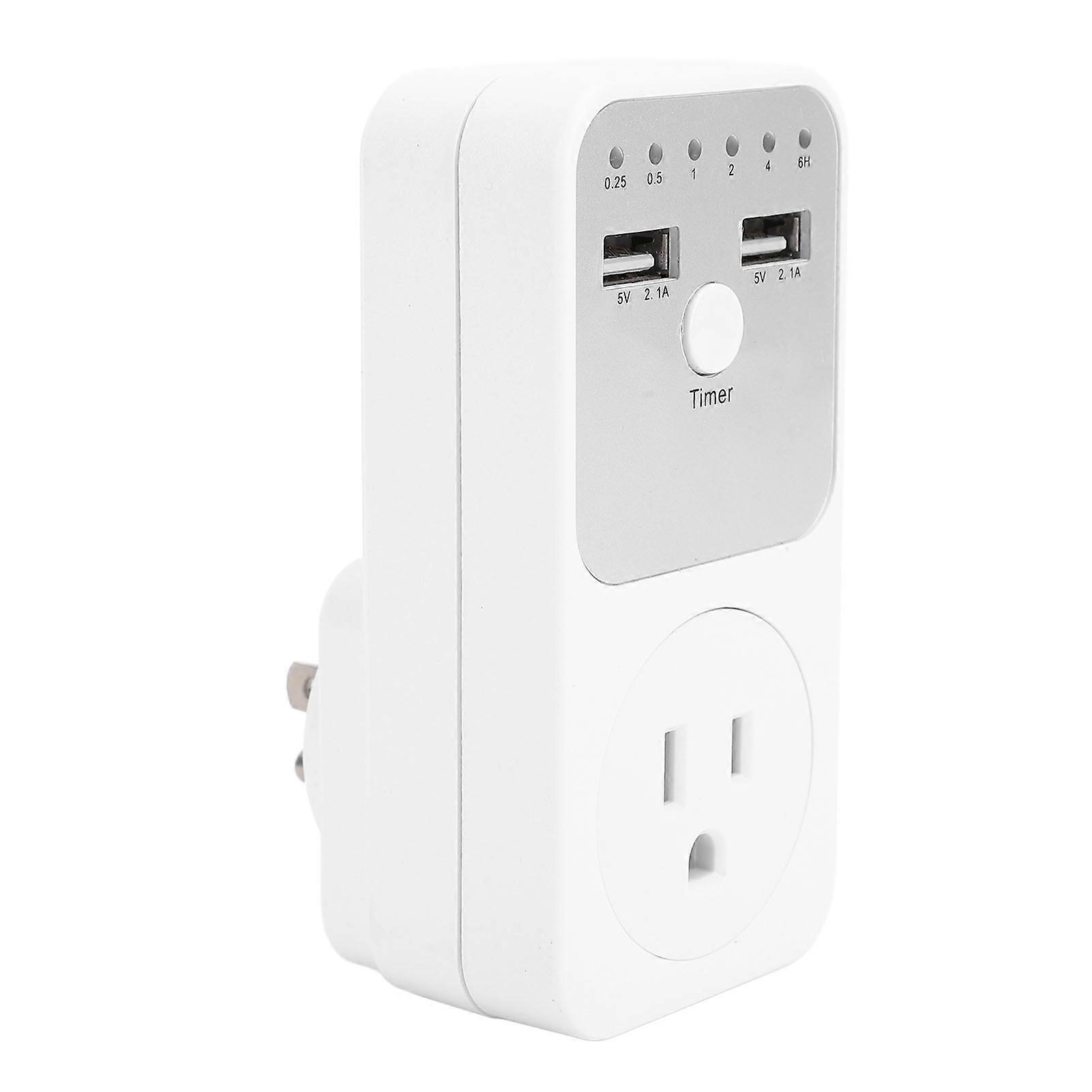 Dual Control USB Timer Socket with Electronic Voltage Protector for Home Appliances US Plug