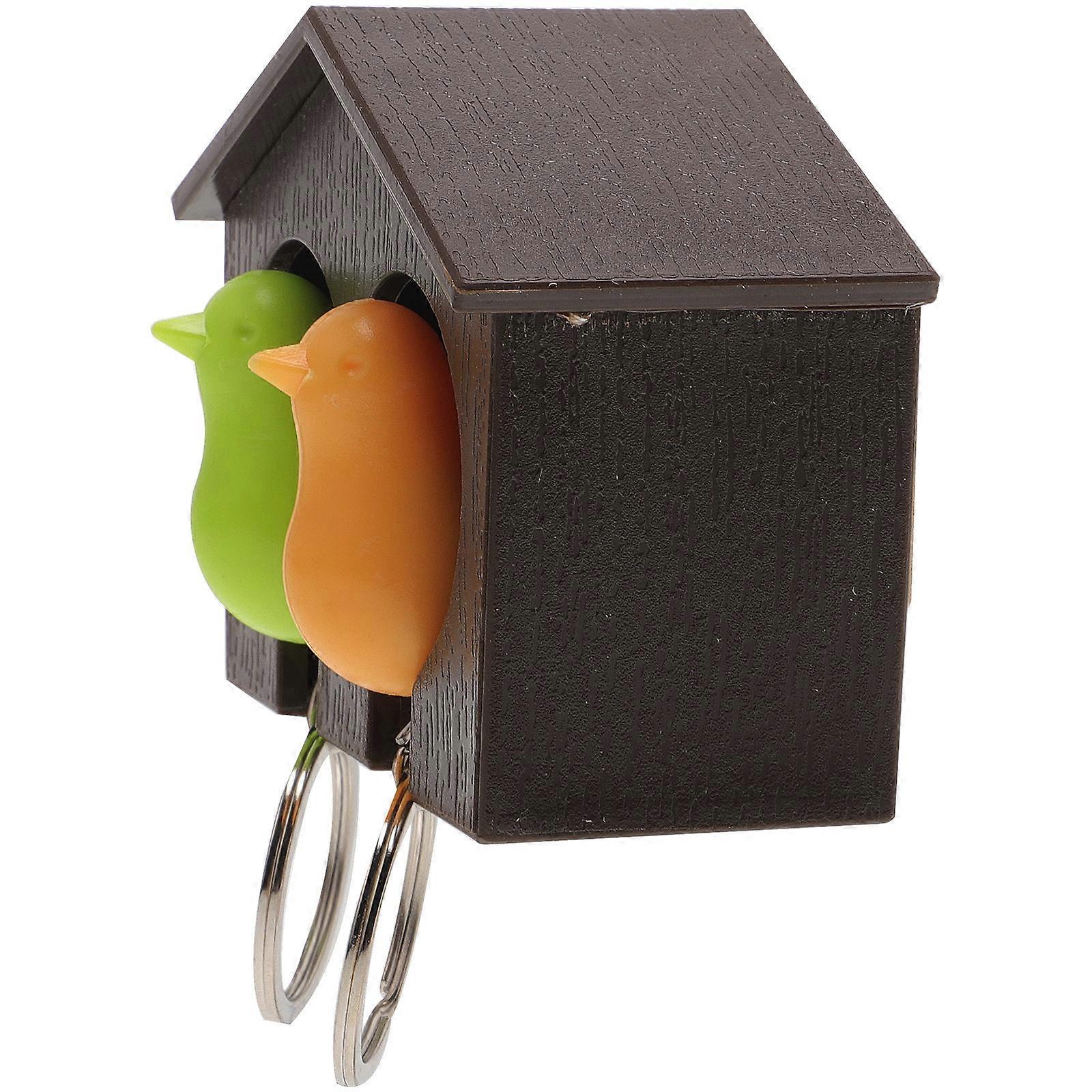Key Ring Birdhouse with Whistle Function Includes Sparrow