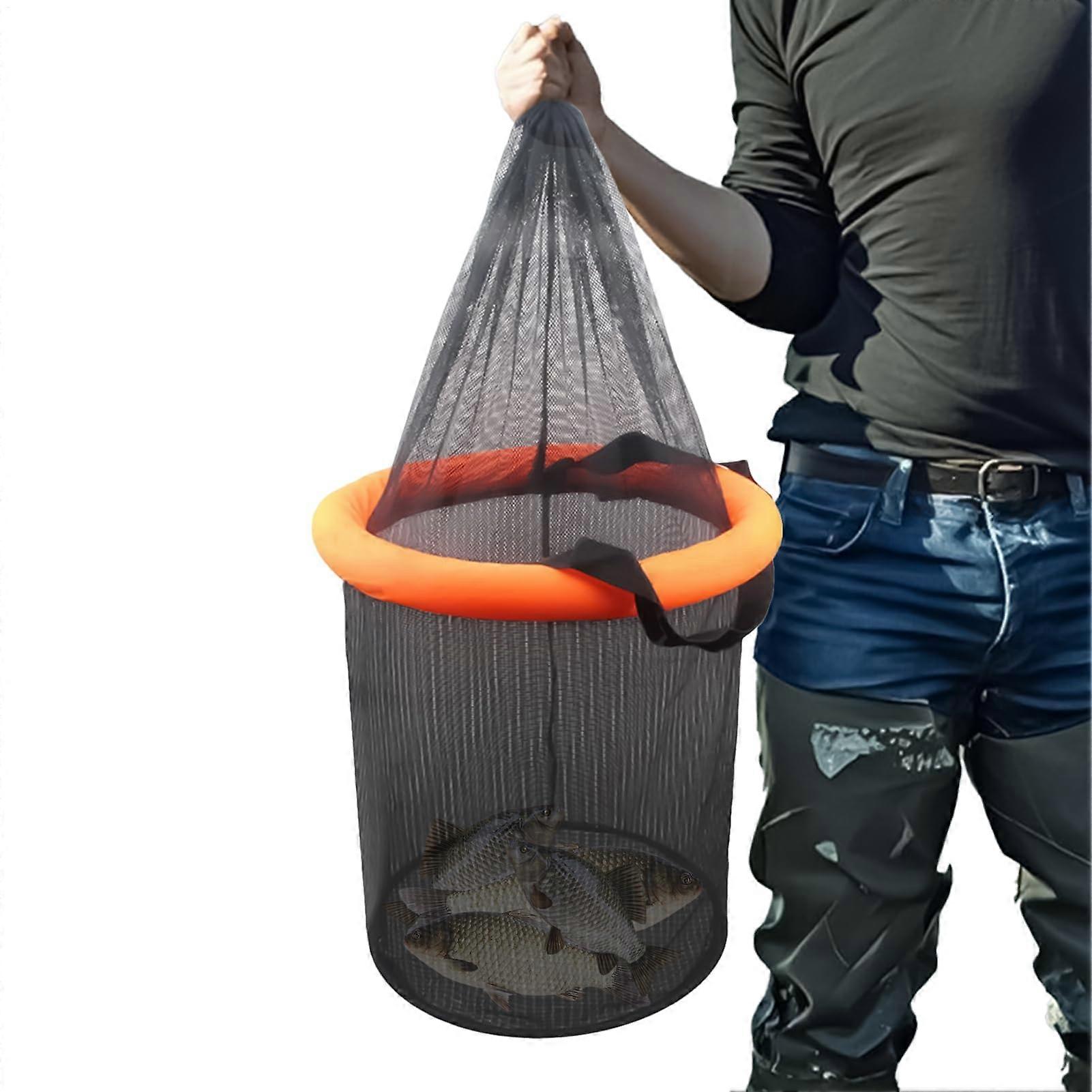 Fischkorb Foldable Storage Cage Net Container With Drawstring For Catfish Bait Storage Orange Size S