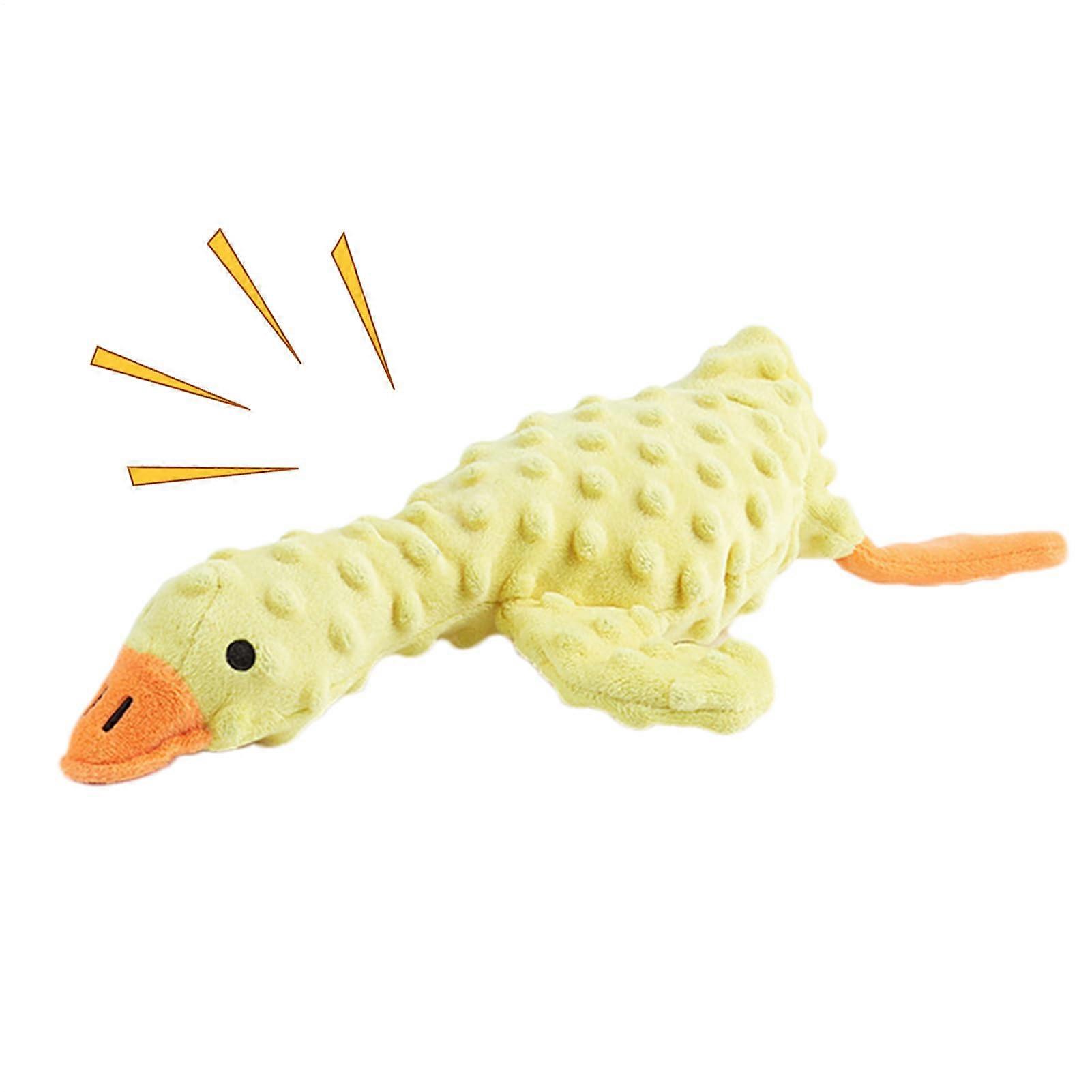 Plush Dog Toy with Squeaker Function - Interactive Soft Toy for Small to Medium Breeds with Treat Hideaway, Yellow