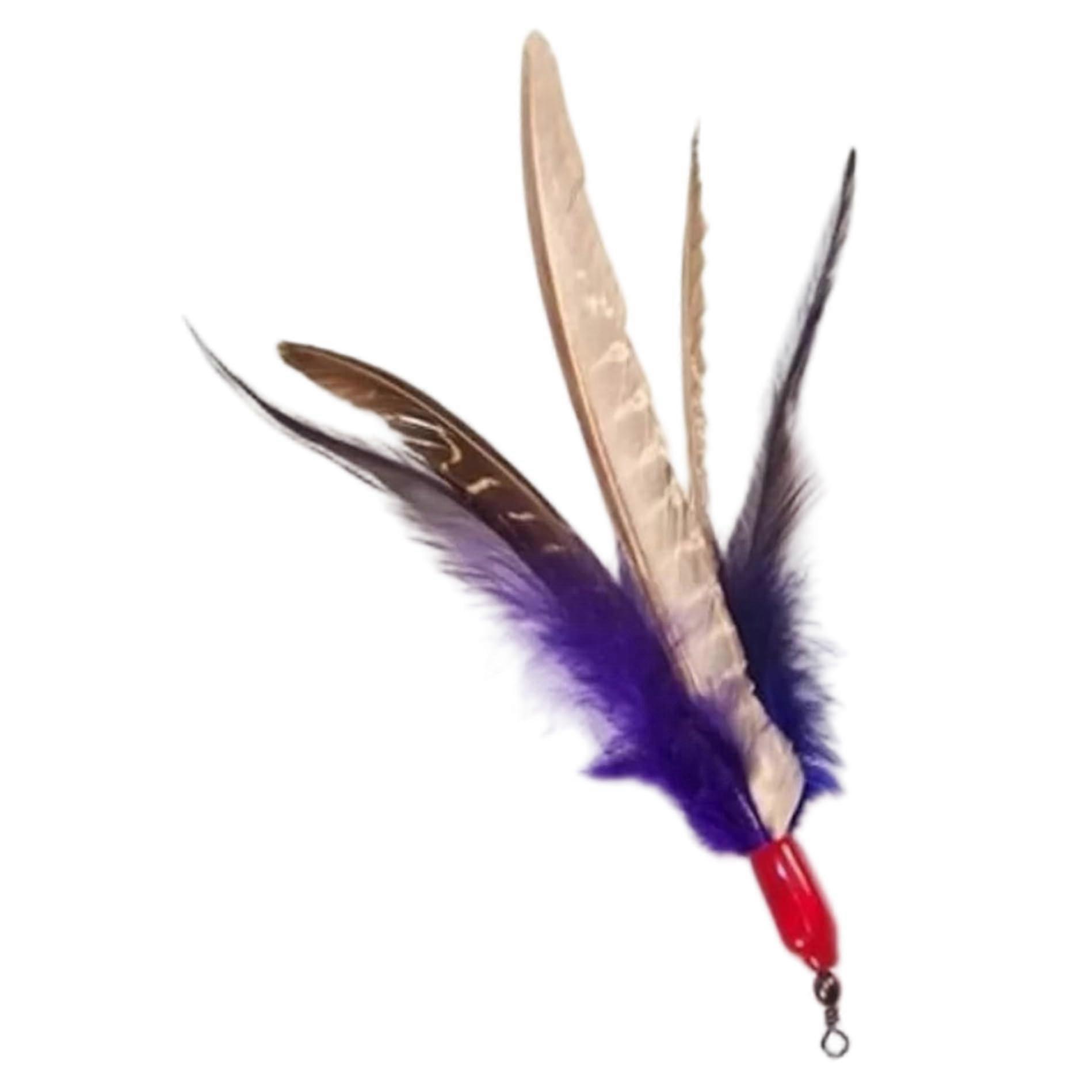 Cat Wand Toy Replacement 6-7 Inch Feather Attachment for Indoor Interactive Play, Purple