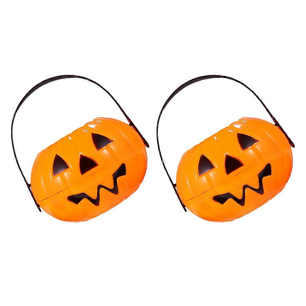 Portable Pumpkin Buckets Plastic Storage Containers for Storage Use 2Pcs