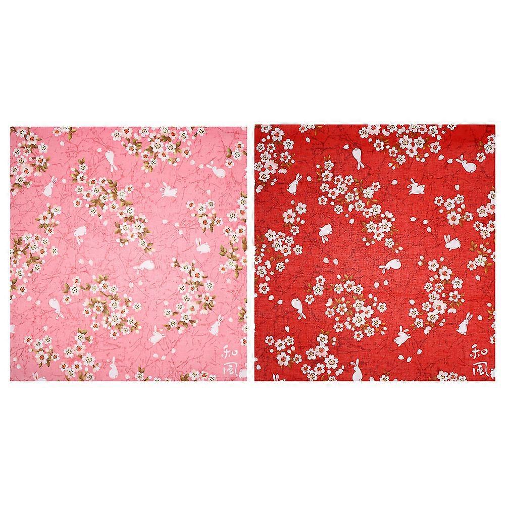 2pcs Japanese Festival Floral Pattern Lunch Case Handkerchief Set